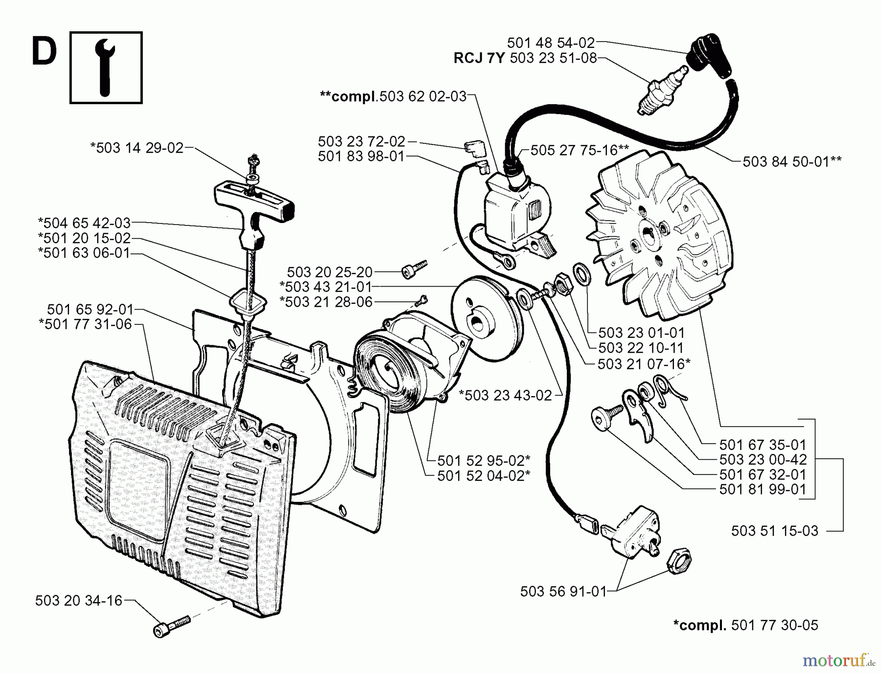 Jonsered Motorsägen 670 CHAMP - Jonsered Chainsaw (1999-02) STARTER