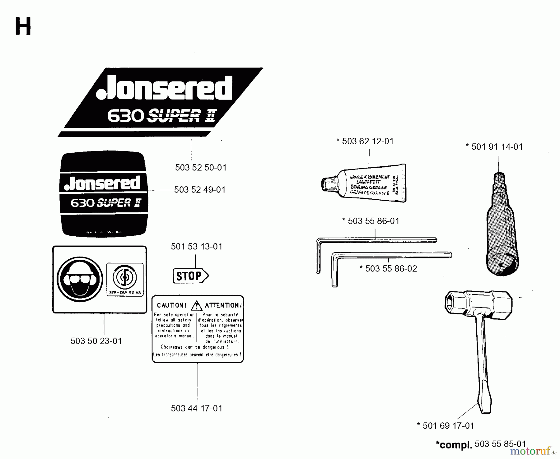Jonsered Motorsägen 630 SUPER II - Jonsered Chainsaw (1994-08) ACCESSORIES #1