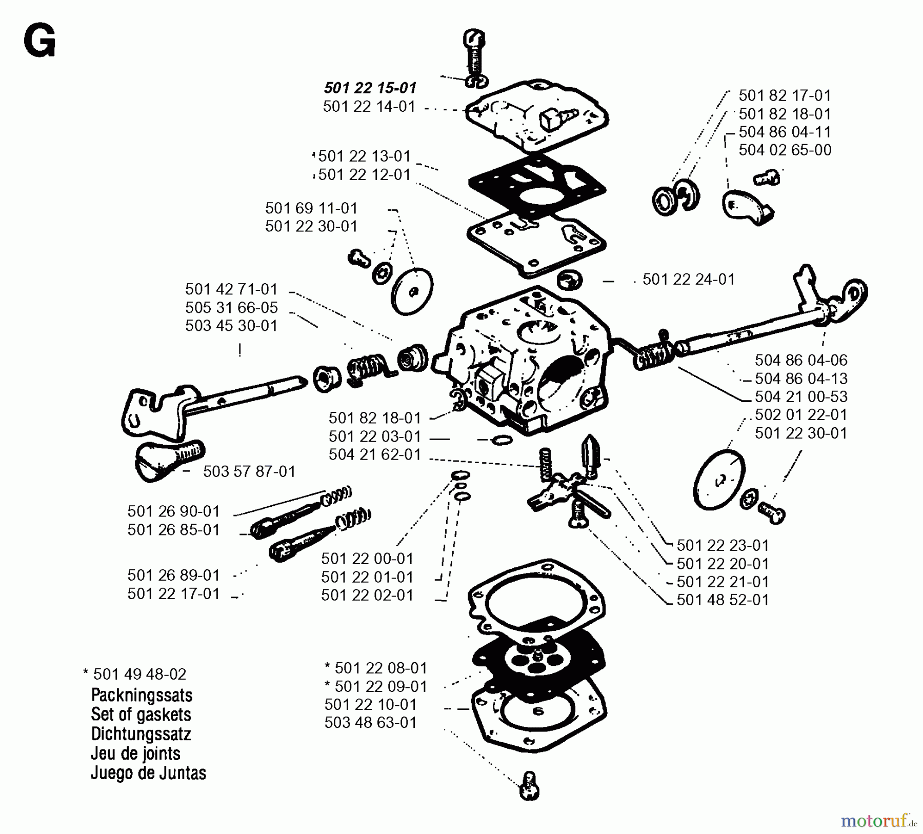 Jonsered Motorsägen 630 SUPER II - Jonsered Chainsaw (1996-09) CARBURETOR DETAILS