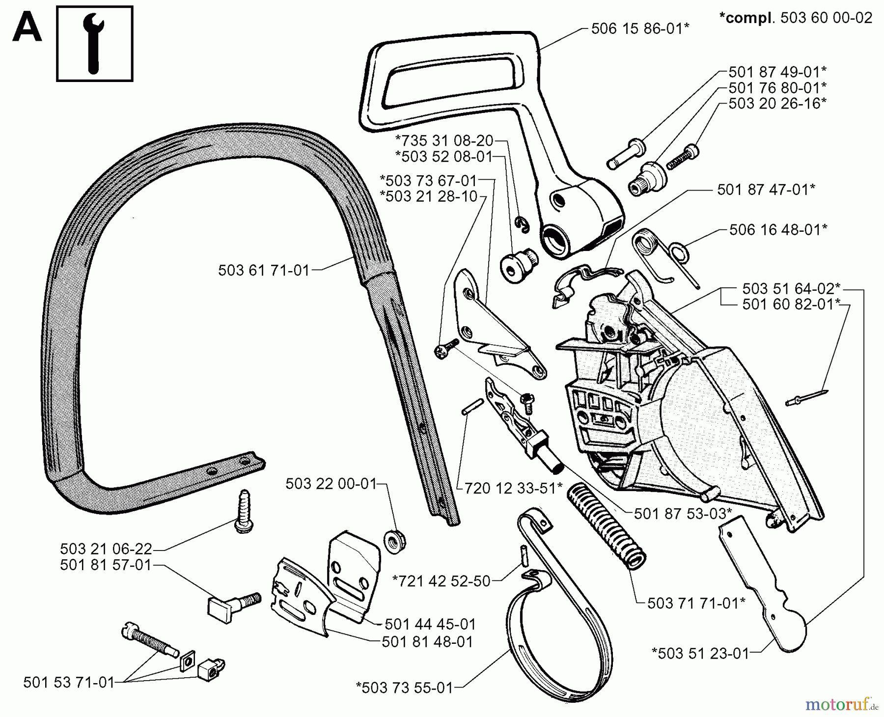 Jonsered Motorsägen 630 SUPER II - Jonsered Chainsaw (1999-02) CHAIN BRAKE
