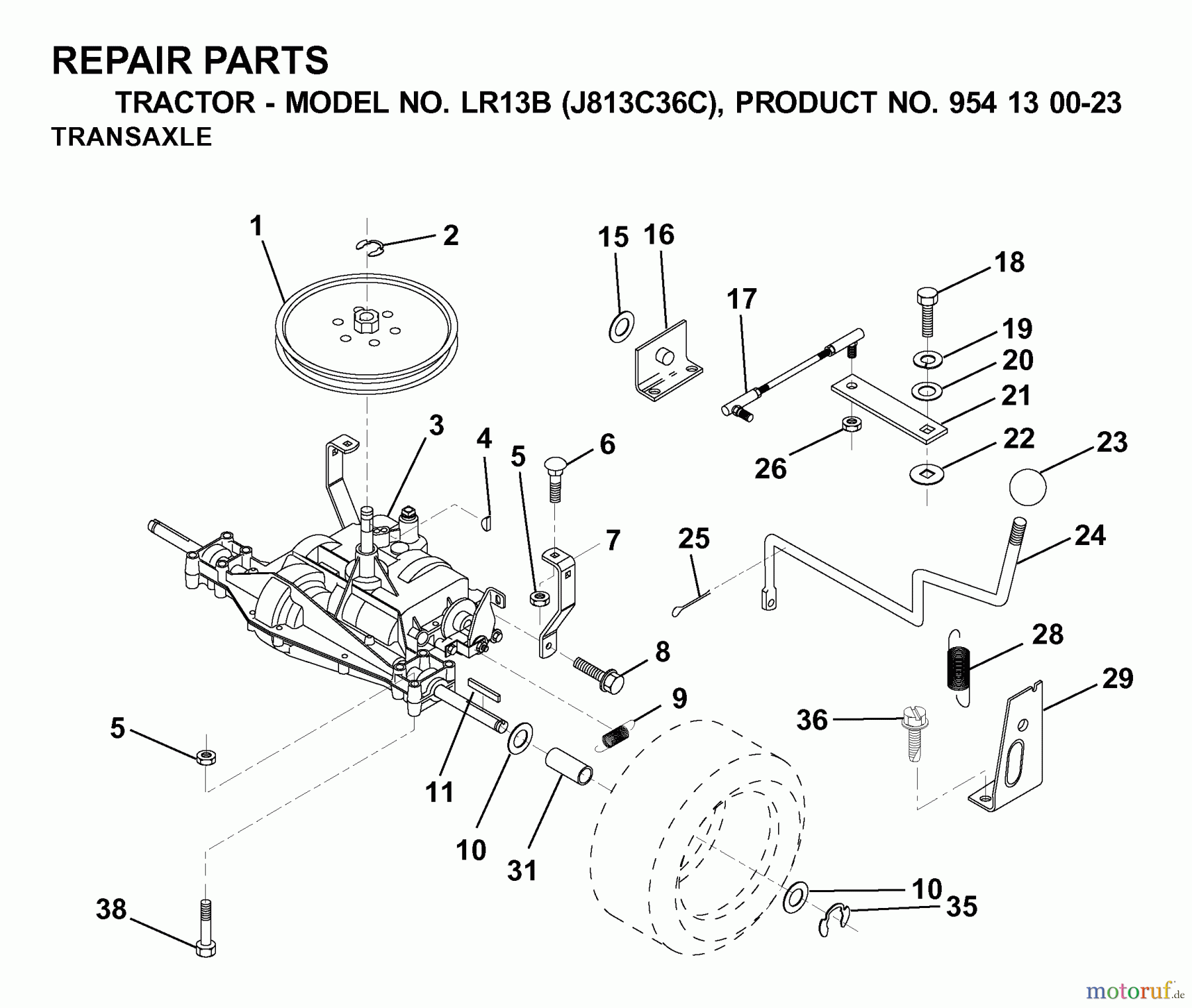  Jonsered Rasen  und Garten Traktoren LR13B (J813C36C, 954130023) - Jonsered Lawn & Garden Tractor (2000-03) TRANSMISSION