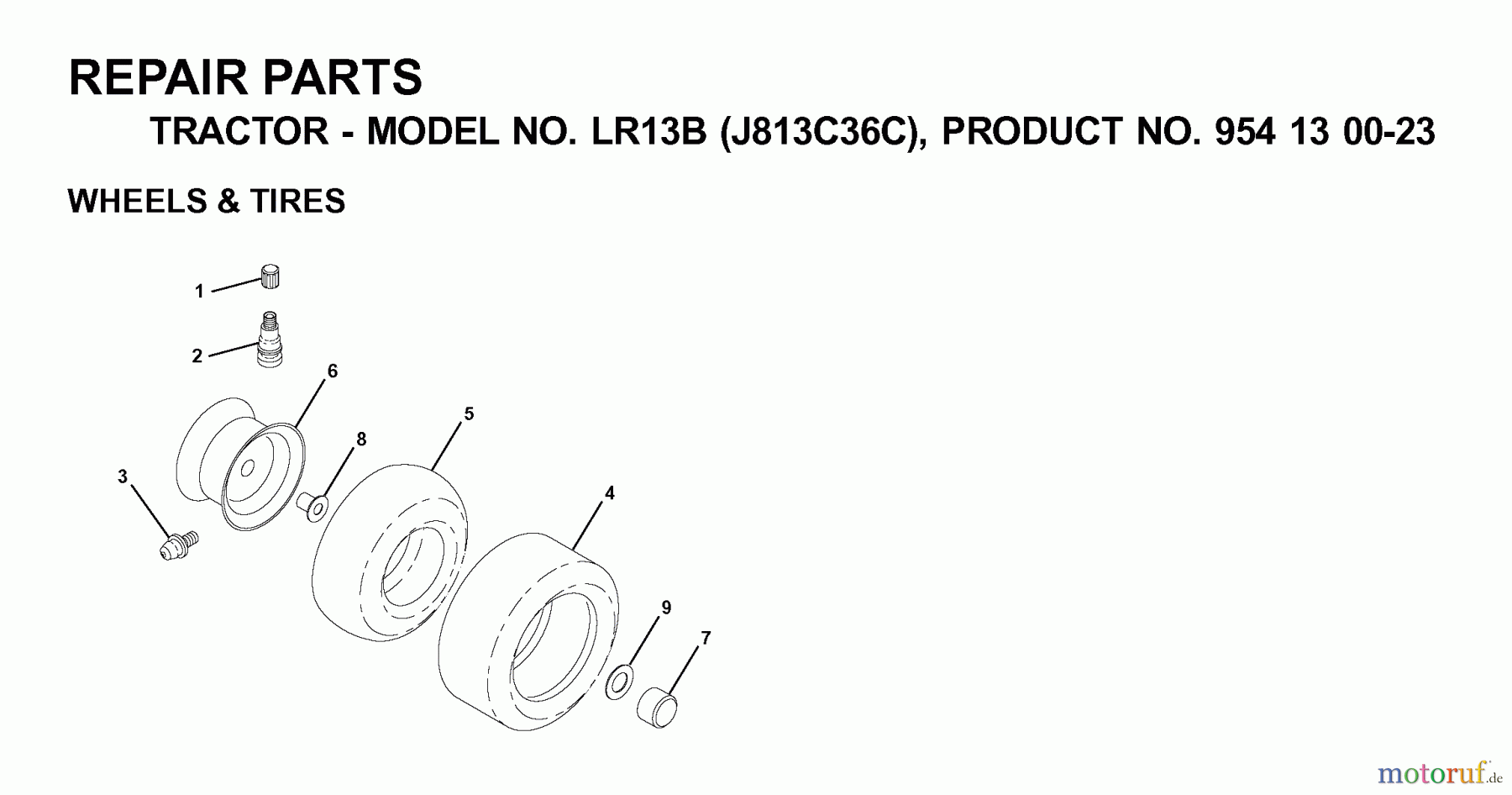  Jonsered Rasen  und Garten Traktoren LR13B (J813C36C, 954130023) - Jonsered Lawn & Garden Tractor (2000-03) WHEELS TIRES