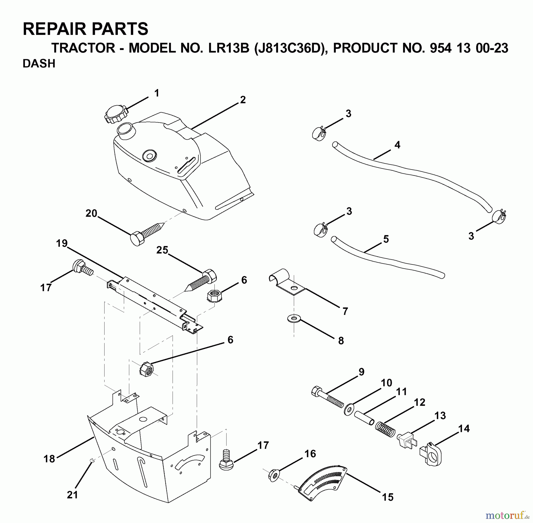 Jonsered Rasen und Garten Traktoren LR13B (J813C36D, 954130023) - Jonsered Lawn & Garden Tractor (2000-04) DASH