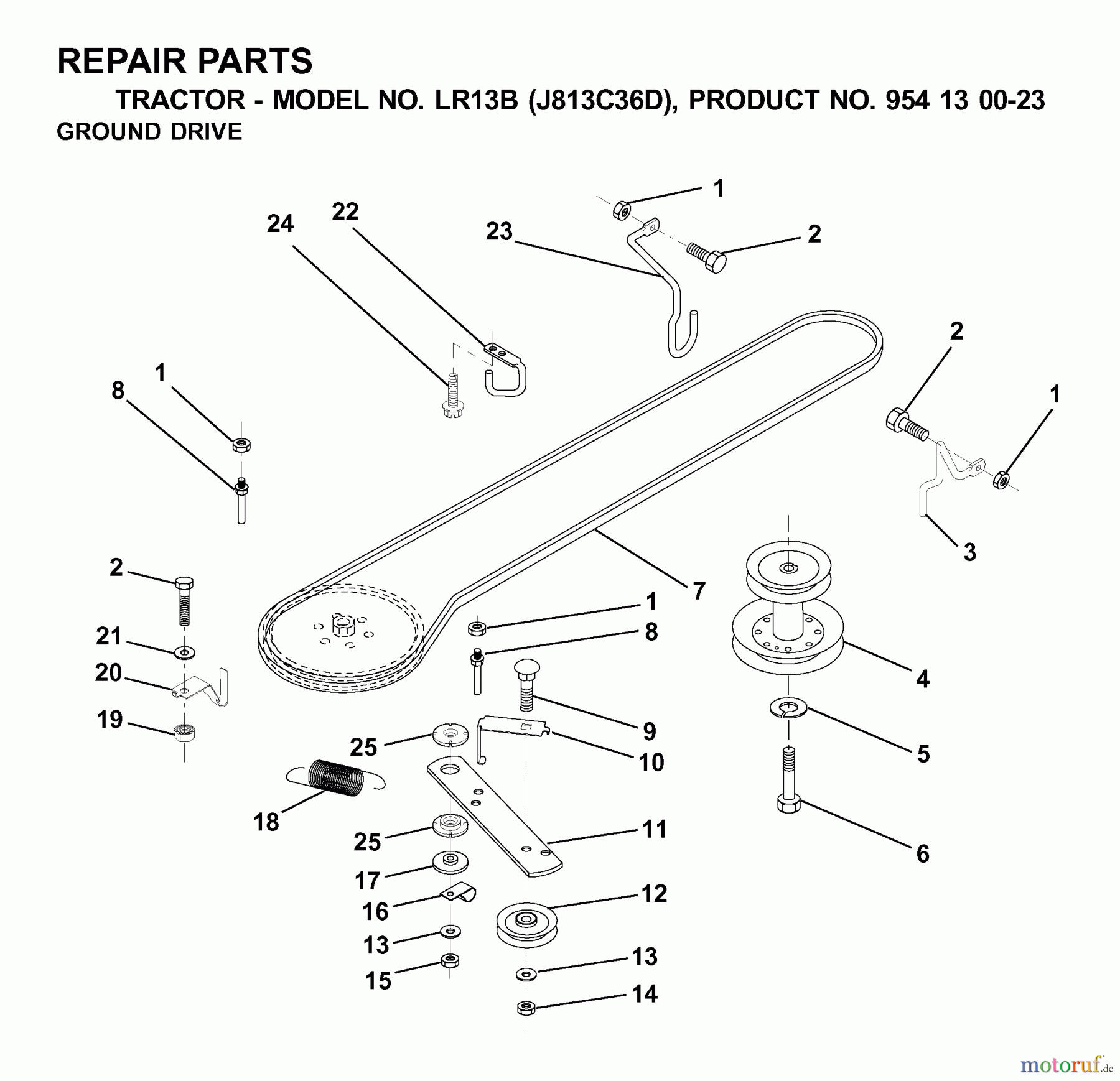 Jonsered Rasen und Garten Traktoren LR13B (J813C36D, 954130023) - Jonsered Lawn & Garden Tractor (2000-04) DRIVE