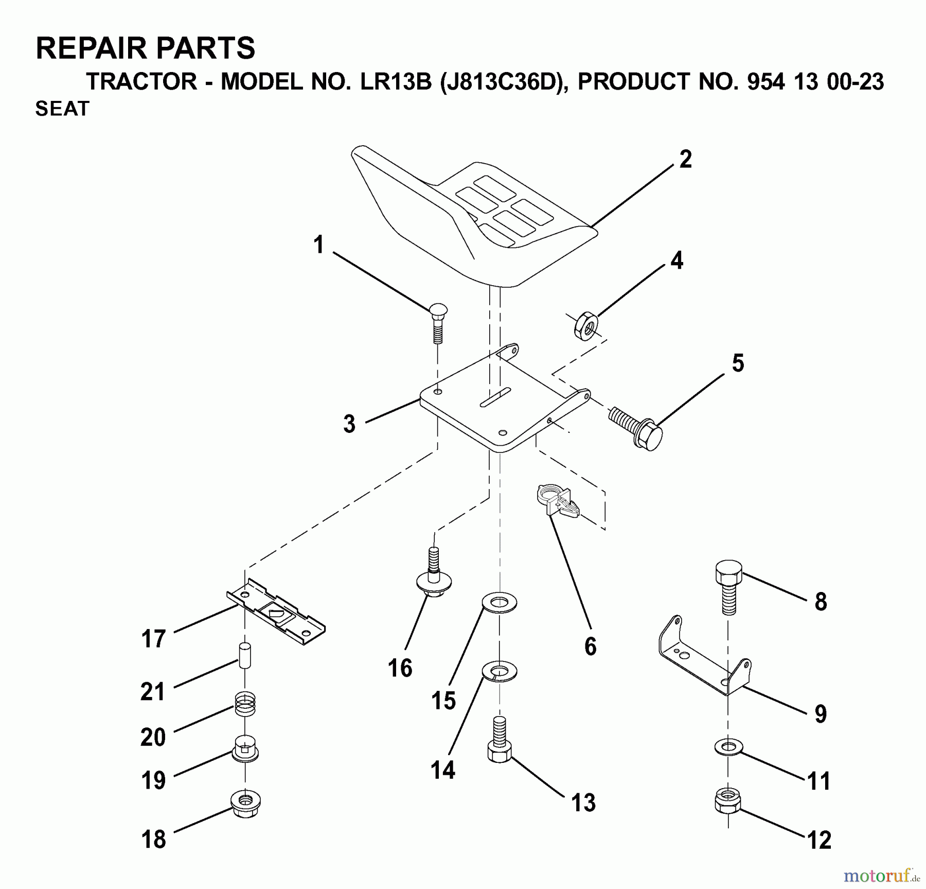 Jonsered Rasen und Garten Traktoren LR13B (J813C36D, 954130023) - Jonsered Lawn & Garden Tractor (2000-04) SEAT