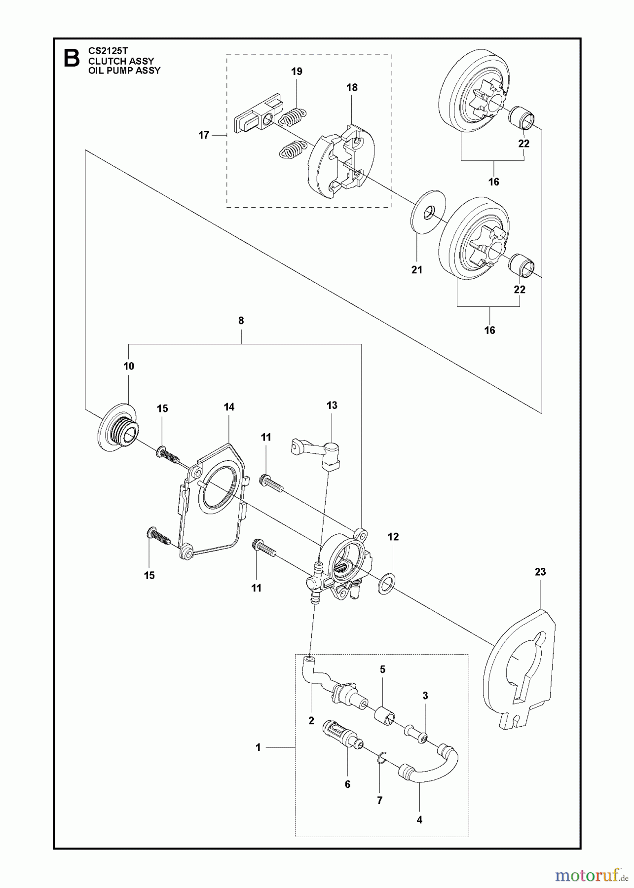  Jonsered Motorsägen CS2125 T - Jonsered Chainsaw (2009-08) CLUTCH OIL PUMP