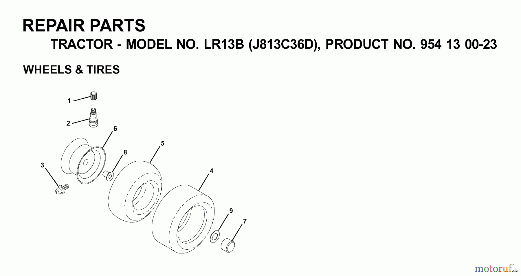 Jonsered Rasen und Garten Traktoren LR13B (J813C36D, 954130023) - Jonsered Lawn & Garden Tractor (2000-04) WHEELS TIRES