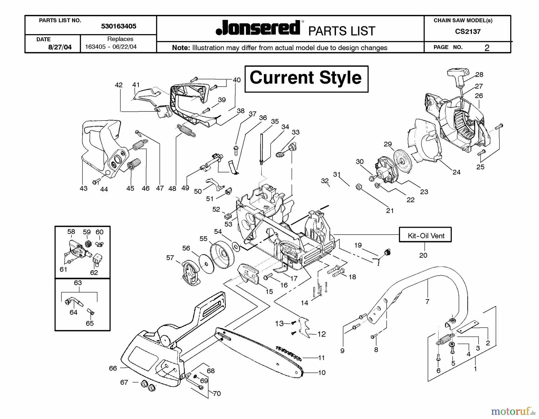 Jonsered Motorsägen CS2137 - Jonsered Chainsaw (2005-01) CRANKCASE #2