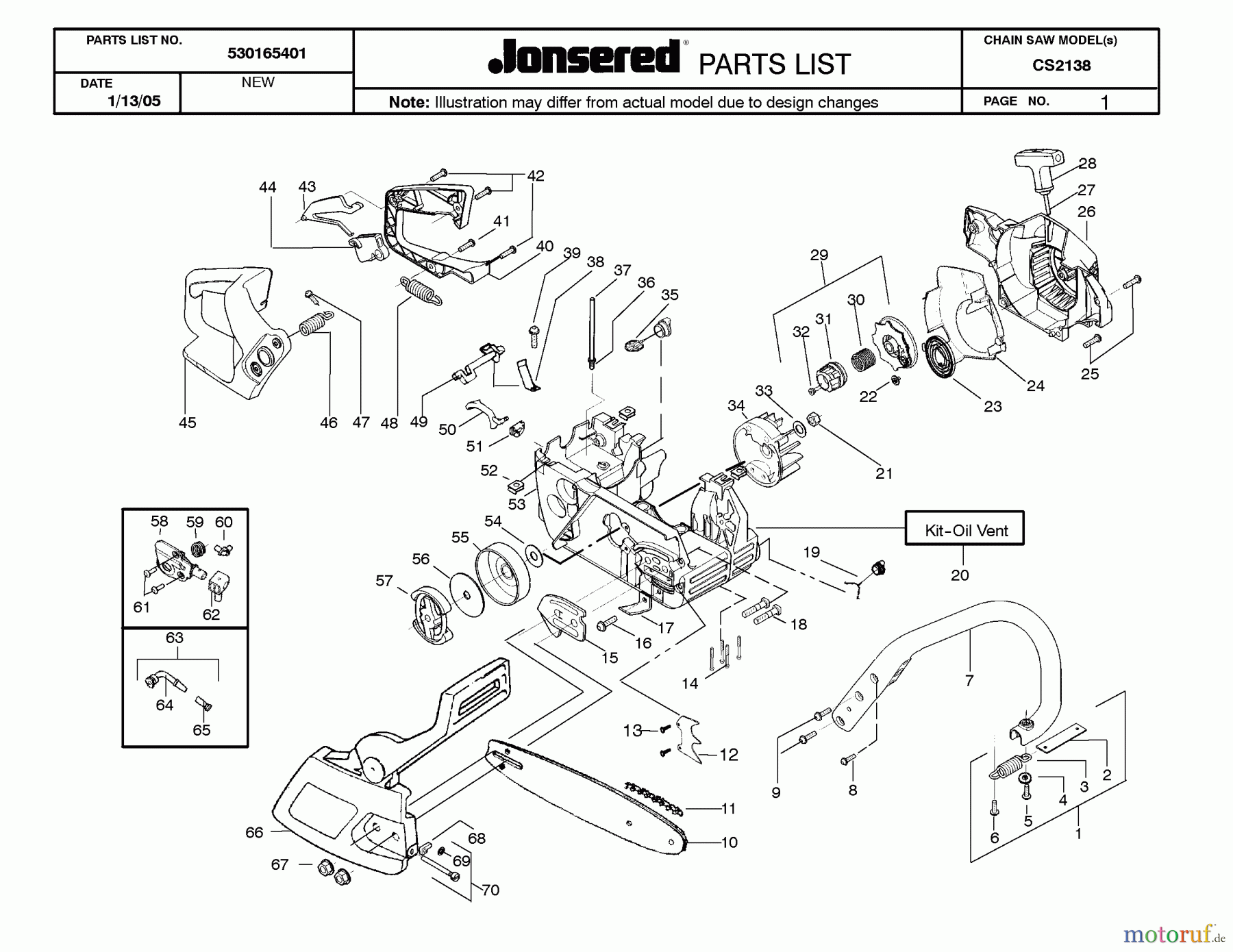  Jonsered Motorsägen CS2138 - Jonsered Chainsaw (2005-01) CRANKCASE