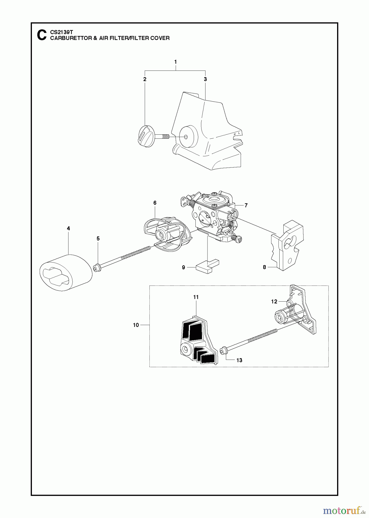 Jonsered Motorsägen CS2139 T - Jonsered Chainsaw (2010-03) CARBURETOR AIR FILTER