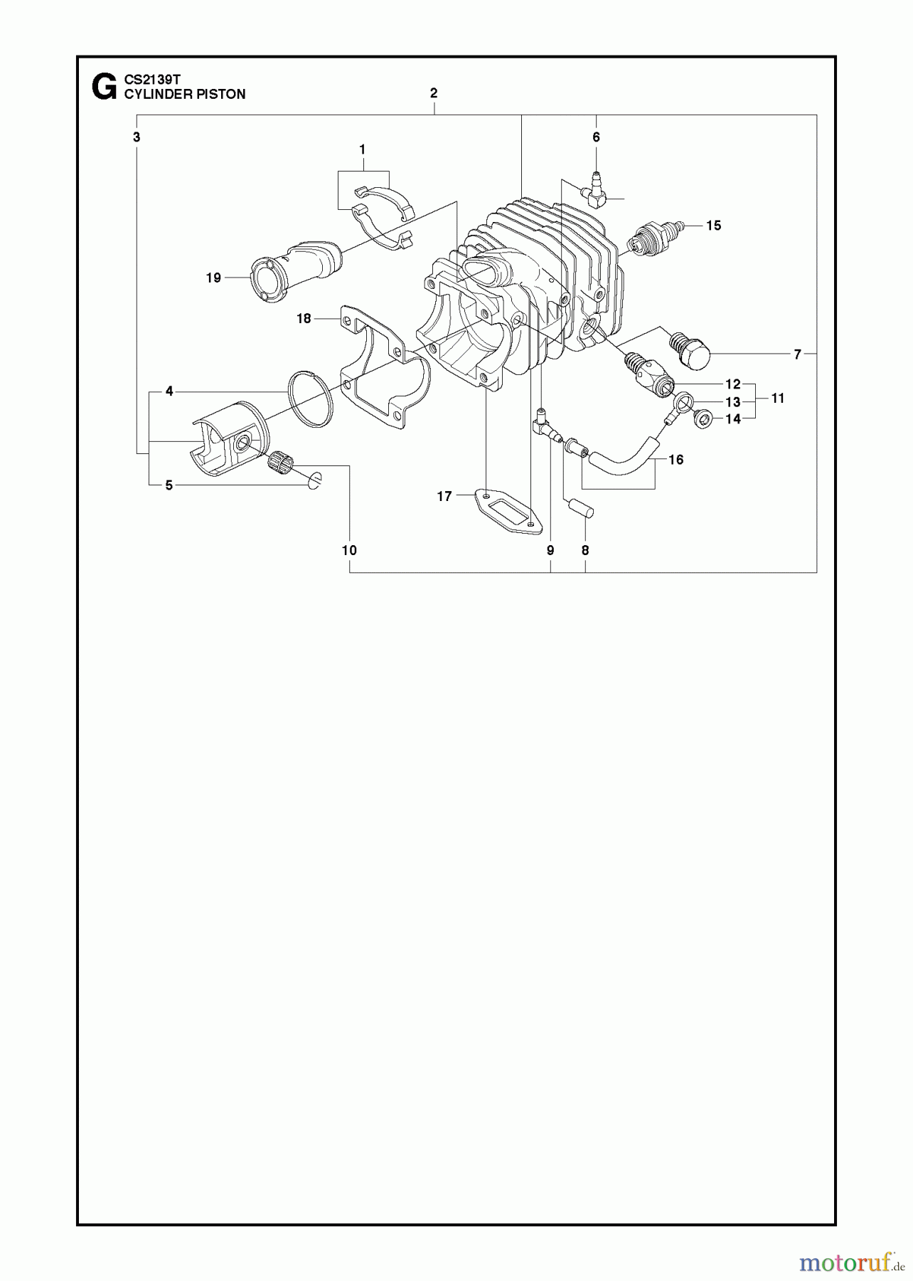 Jonsered Motorsägen CS2139 T - Jonsered Chainsaw (2010-03) CYLINDER PISTON