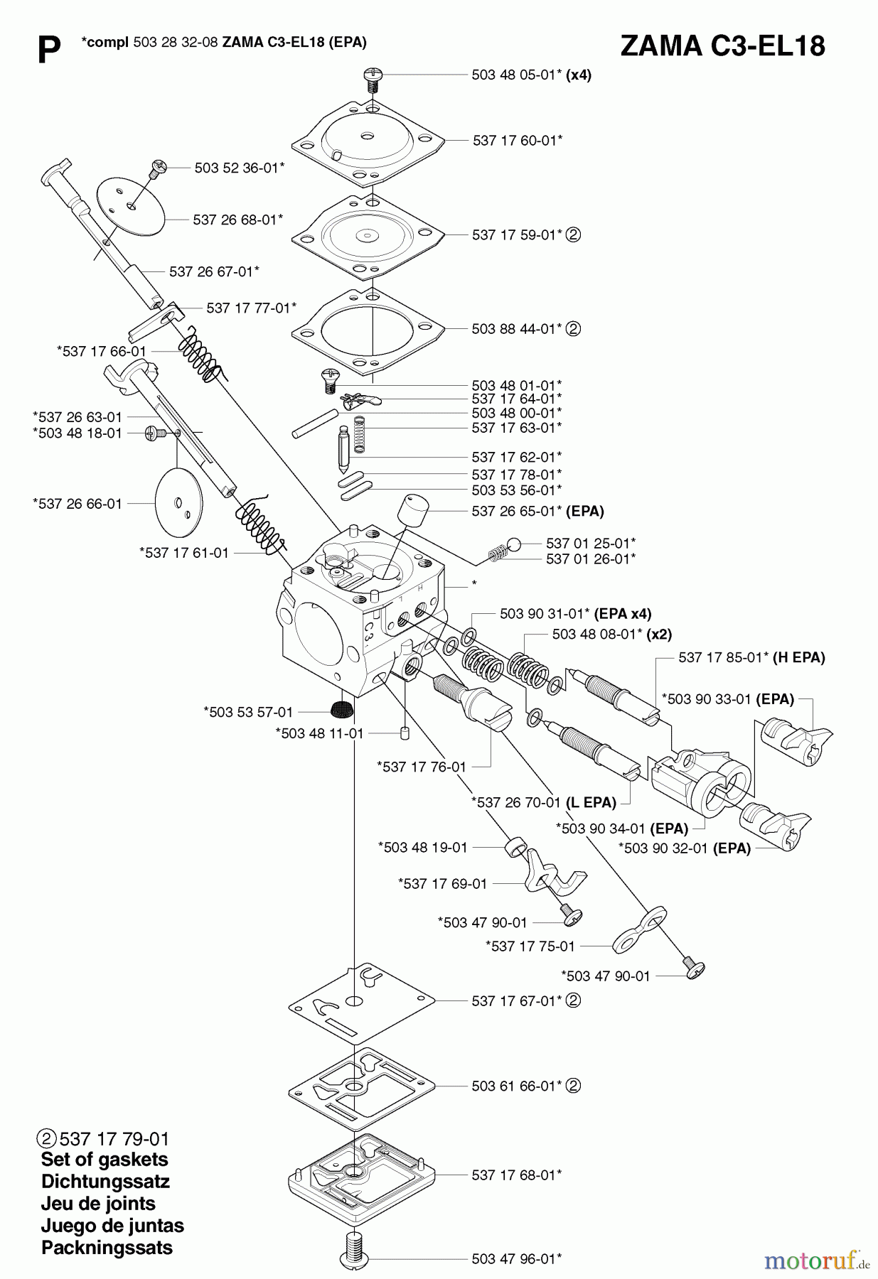 Jonsered Motorsägen CS2150 - Jonsered Chainsaw (2003-01) CARBURETOR DETAILS #2