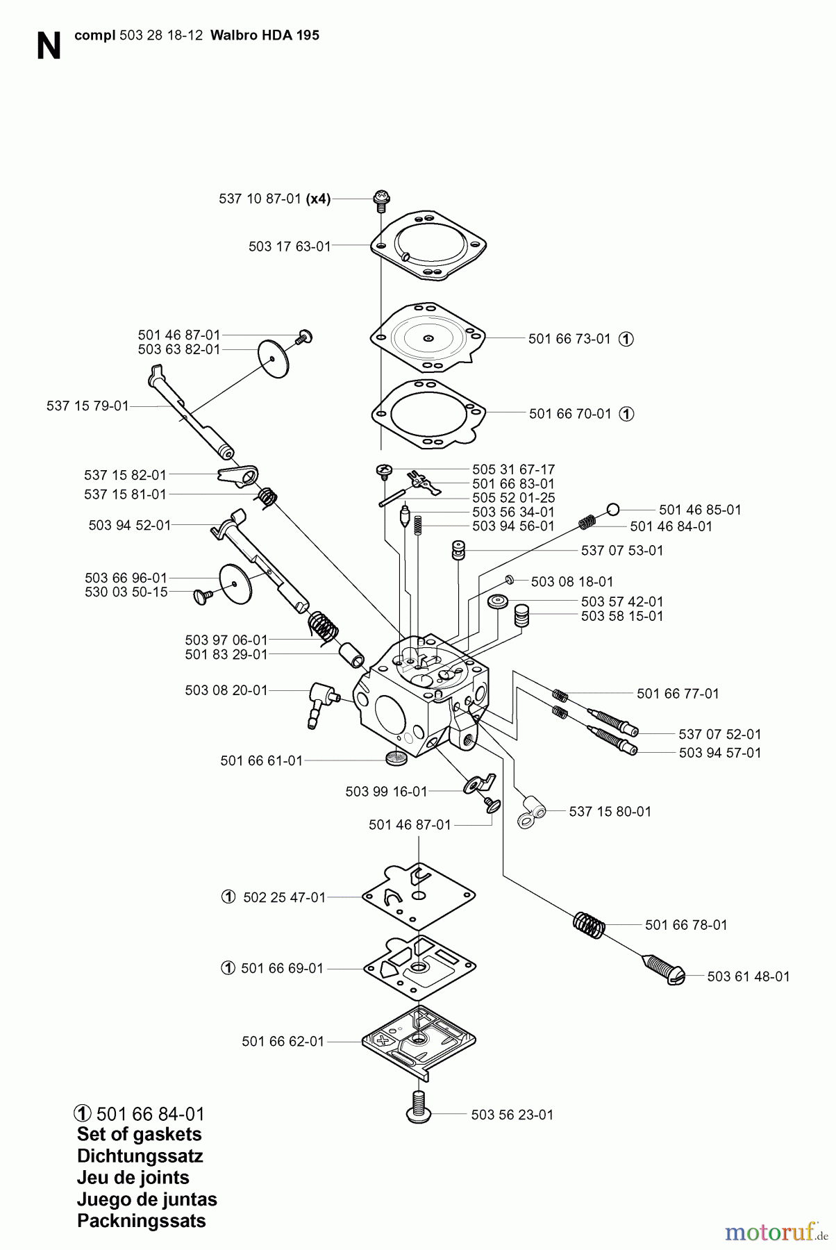 Jonsered Motorsägen CS2150 - Jonsered Chainsaw (2004-03) CARBURETOR DETAILS #1