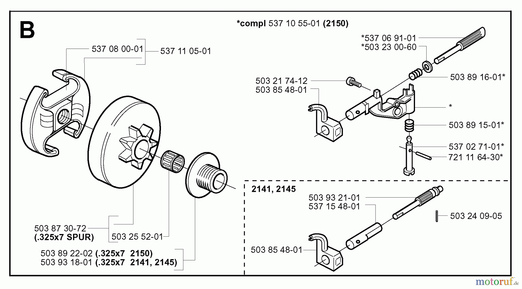 Jonsered Motorsägen CS2150 EPA - Jonsered Chainsaw (2004-03) CLUTCH OIL PUMP