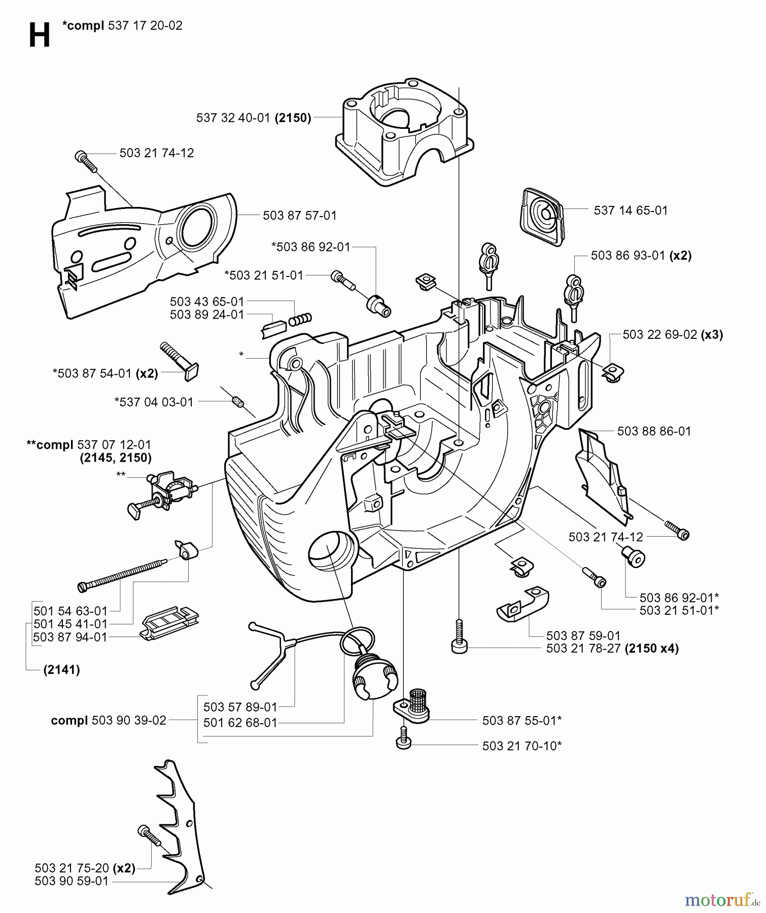 Jonsered Motorsägen CS2150 EPA - Jonsered Chainsaw (2004-03) CRANKCASE