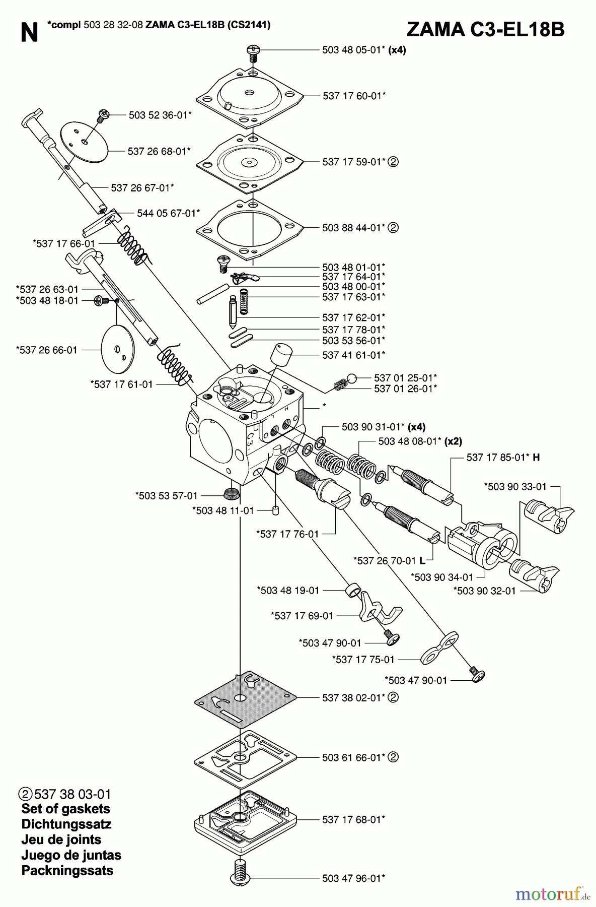  Jonsered Motorsägen CS2150 - Jonsered Chainsaw (2007-01) CARBURETOR #1