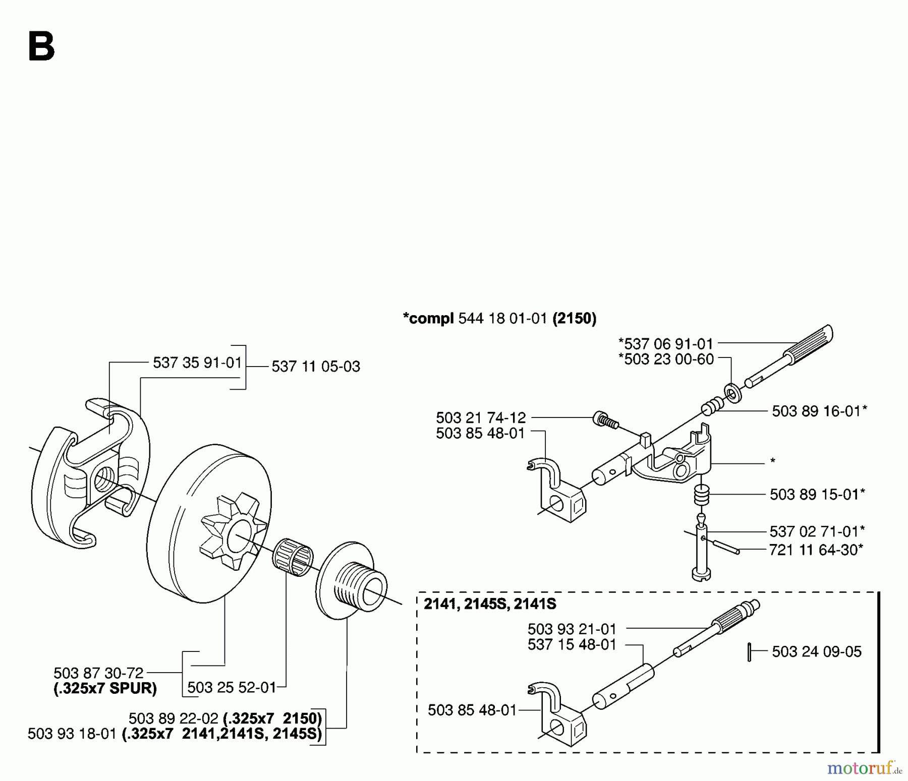 Jonsered Motorsägen CS2150 - Jonsered Chainsaw (2007-01) CLUTCH OIL PUMP