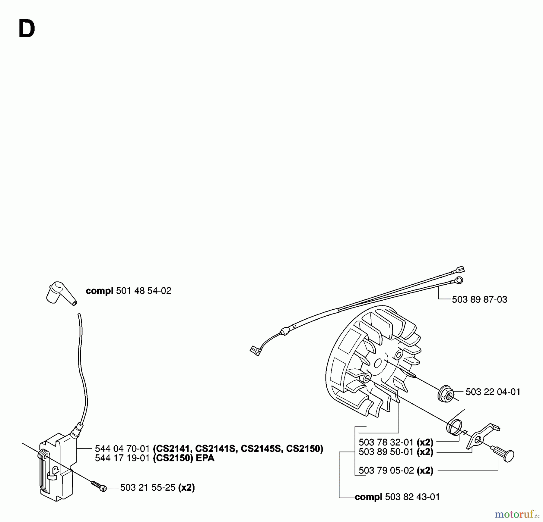 Jonsered Motorsägen CS2150 - Jonsered Chainsaw (2007-01) IGNITION SYSTEM