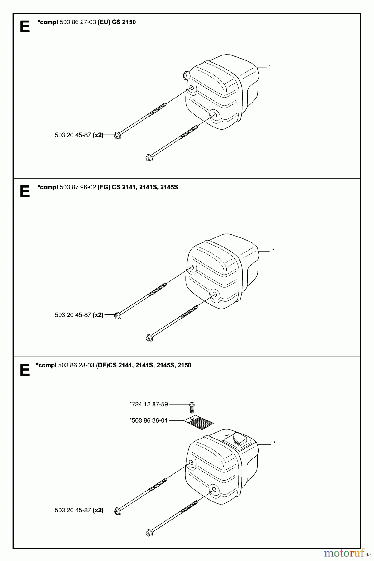 Jonsered Motorsägen CS2150 - Jonsered Chainsaw (2007-01) MUFFLER