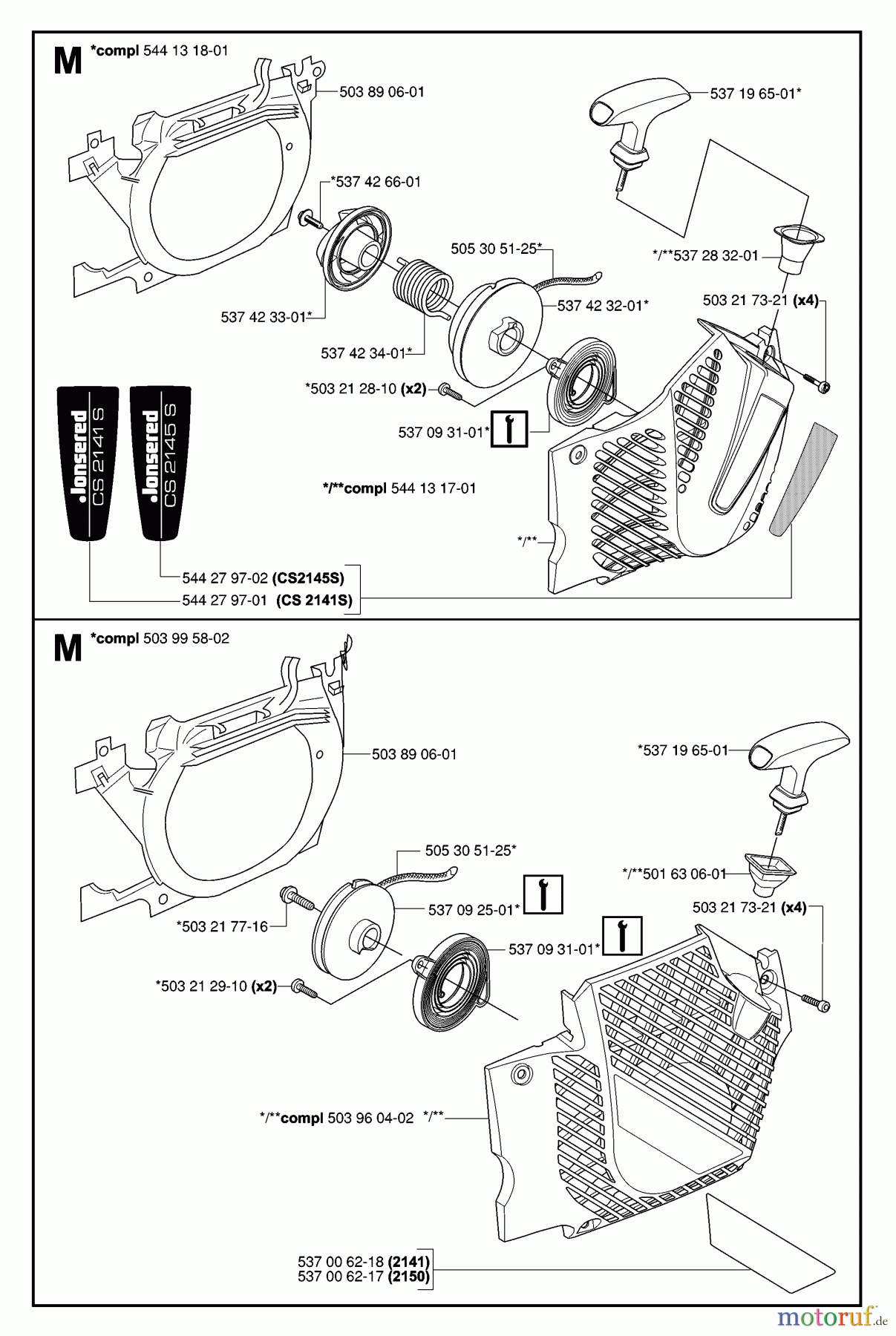 Jonsered Motorsägen CS2150 - Jonsered Chainsaw (2007-01) STARTER