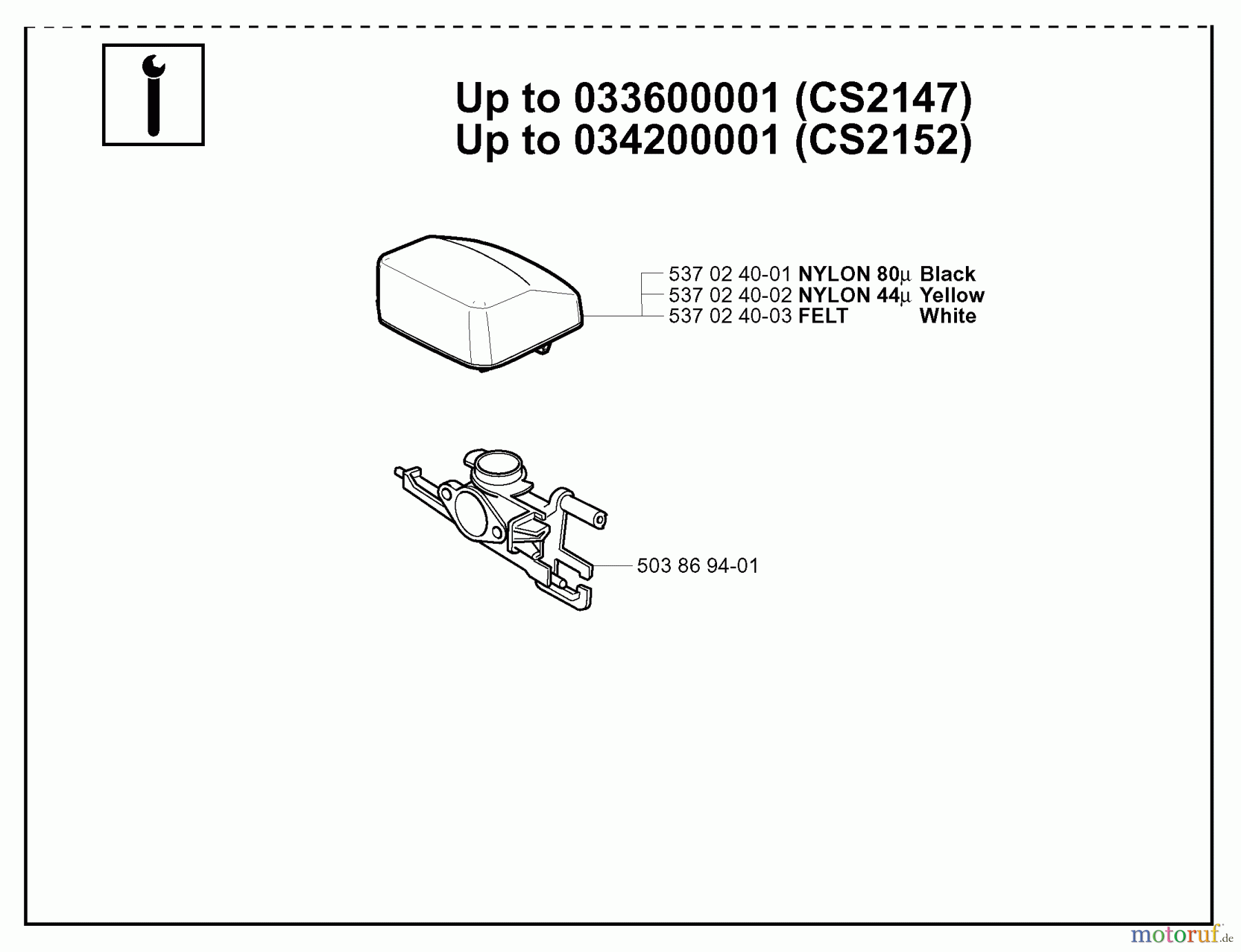 Jonsered Motorsägen CS2152 EPA - Jonsered Chainsaw (2004-03) AIR FILTER