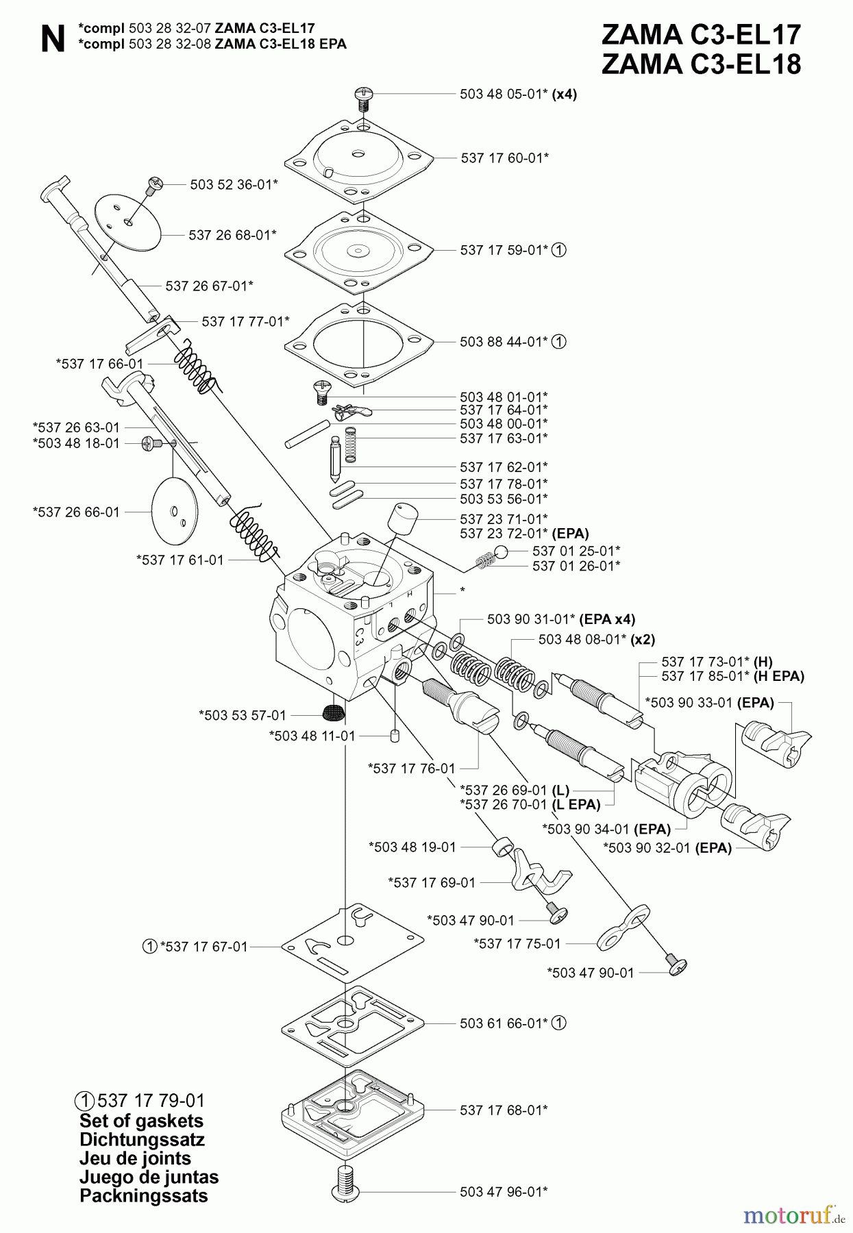  Jonsered Motorsägen CS2152 EPA - Jonsered Chainsaw (2004-03) CARBURETOR DETAILS
