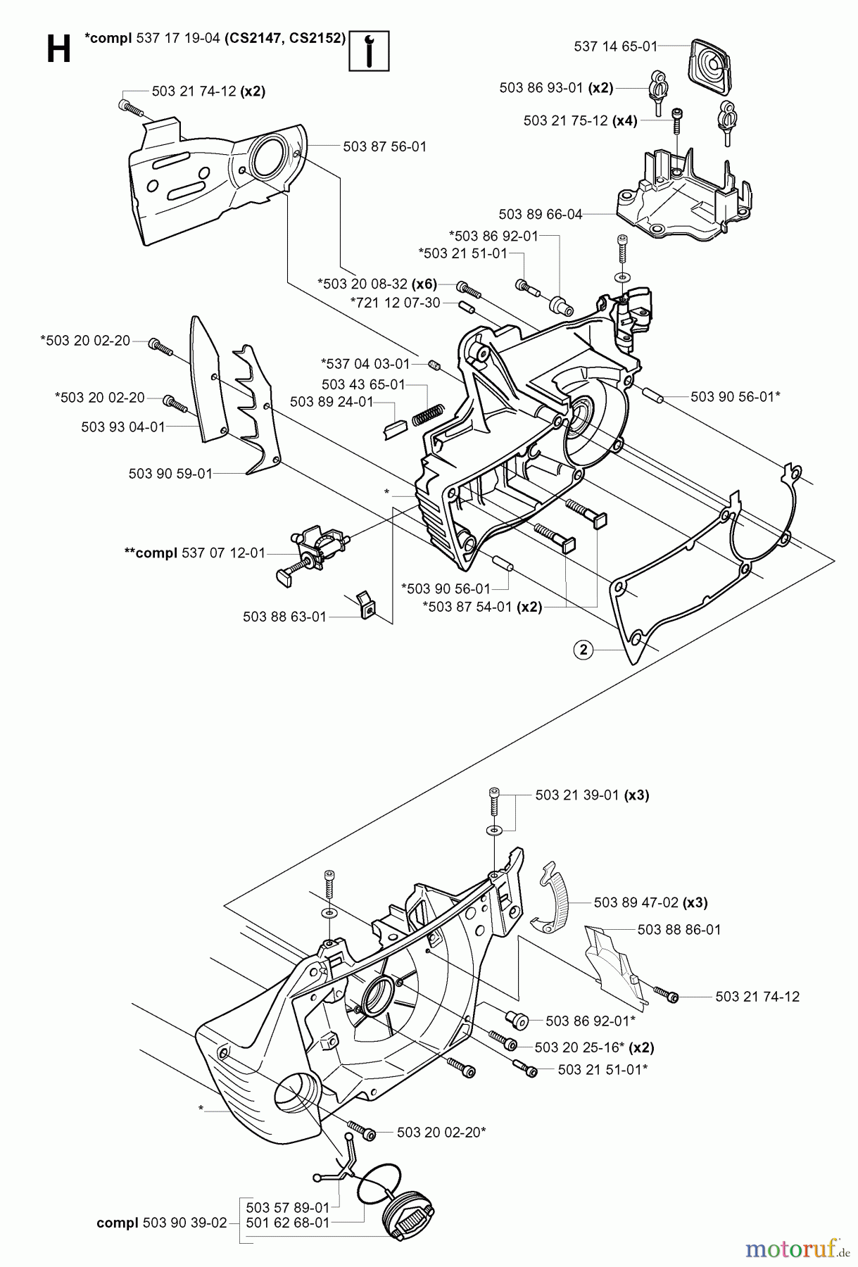 Jonsered Motorsägen CS2152 EPA - Jonsered Chainsaw (2004-03) CRANKCASE #1