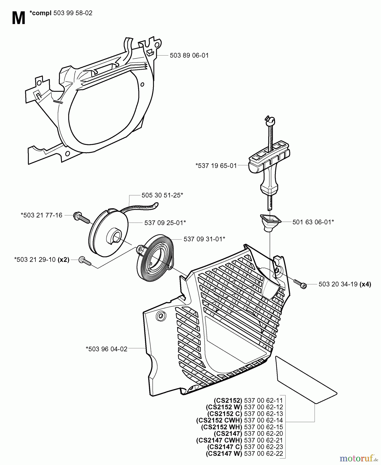  Jonsered Motorsägen CS2152 - Jonsered Chainsaw (2004-03) STARTER