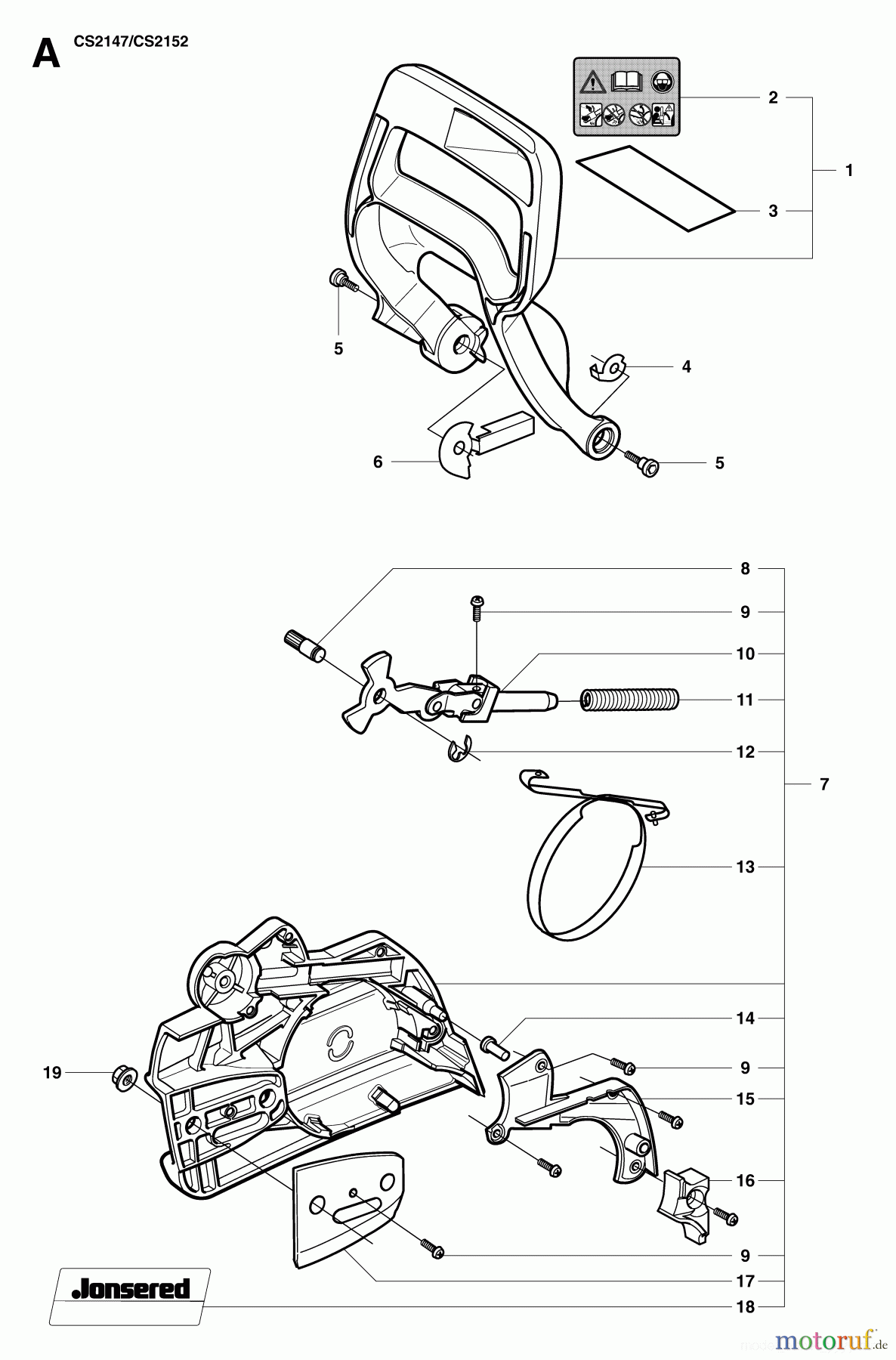  Jonsered Motorsägen CS2152 - Jonsered Chainsaw (2007-04) CHAIN BRAKE CLUTCH COVER