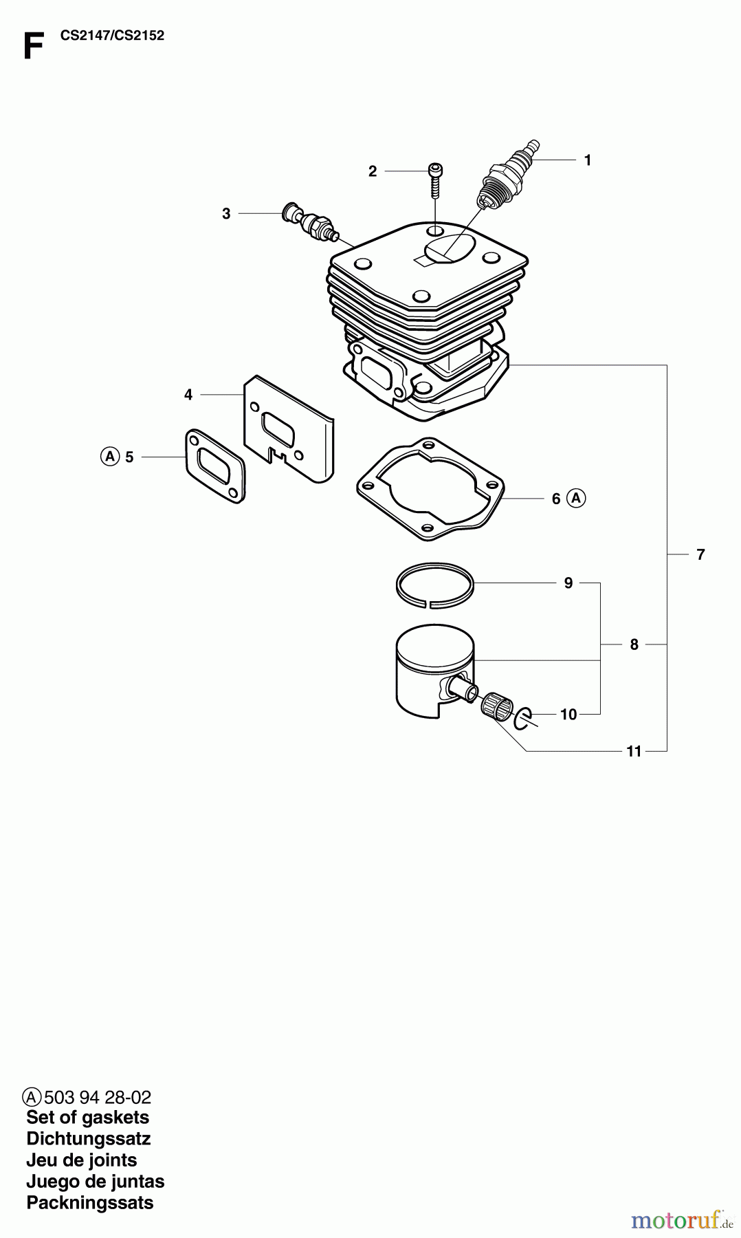  Jonsered Motorsägen CS2152 - Jonsered Chainsaw (2007-04) CYLINDER PISTON