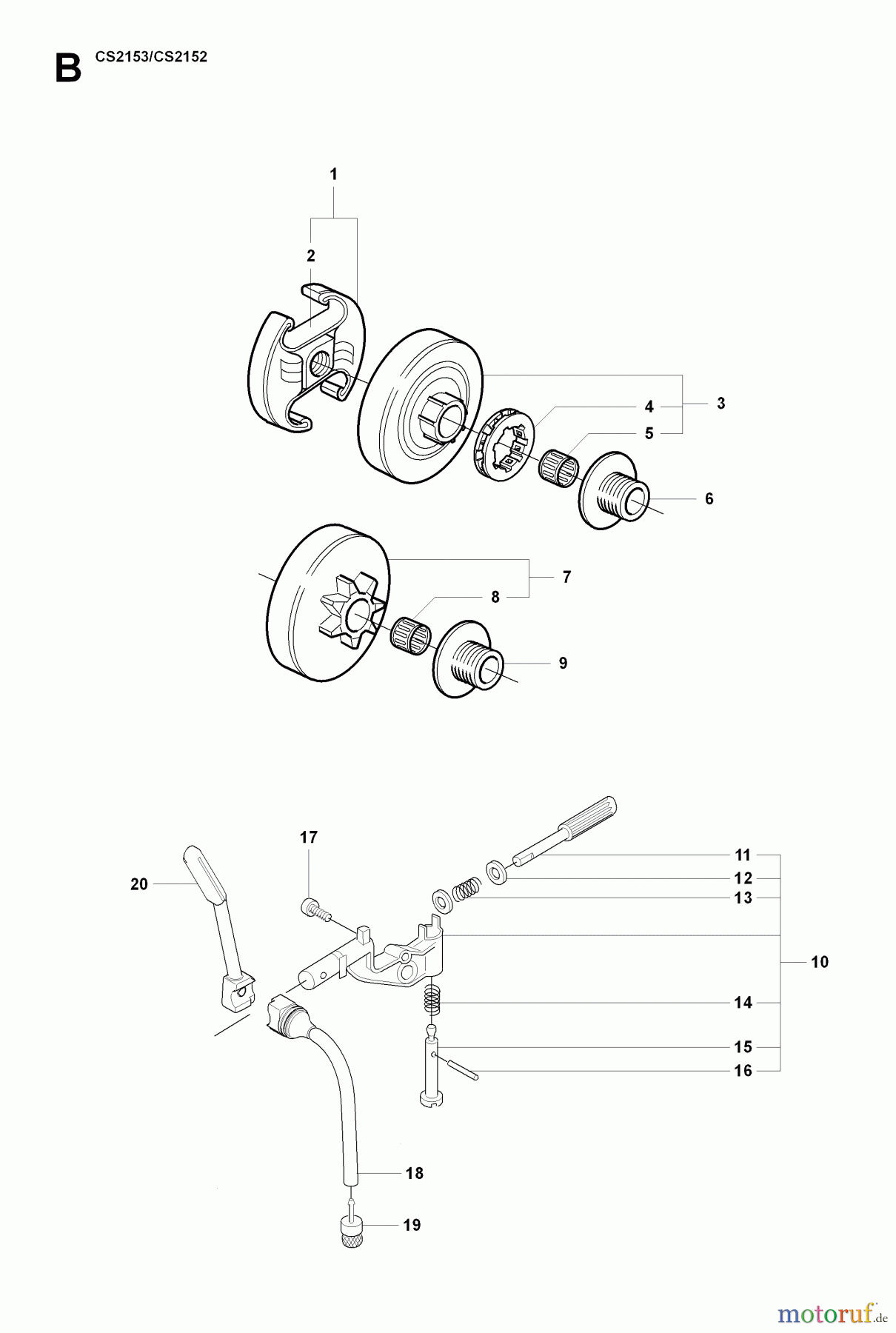Jonsered Motorsägen CS2152 - Jonsered Chainsaw (2007-08) CLUTCH OIL PUMP