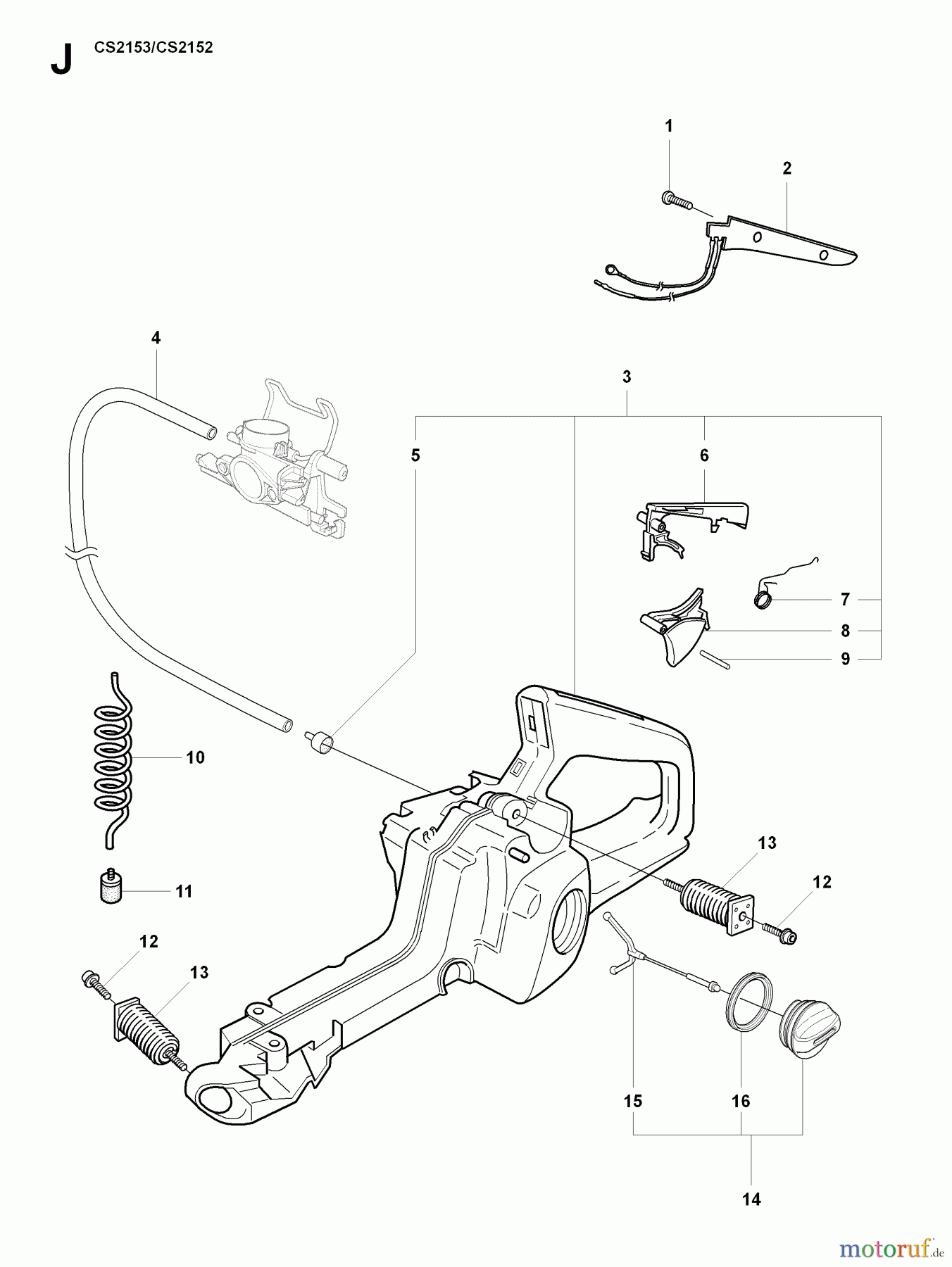Jonsered Motorsägen CS2152 - Jonsered Chainsaw (2007-08) FUEL TANK
