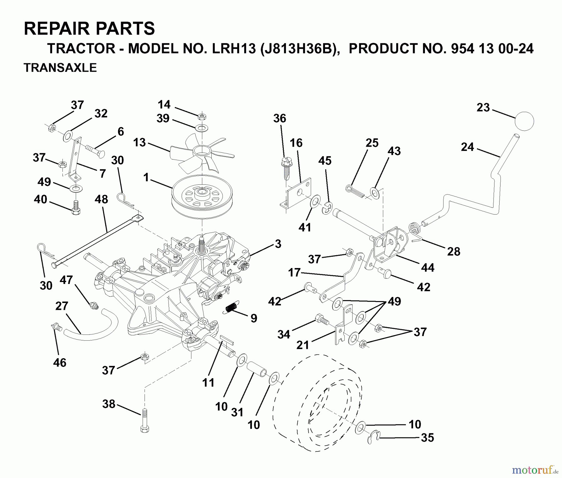Jonsered Rasen  und Garten Traktoren LRH13 (J813H36B, 954130024) - Jonsered Lawn & Garden Tractor (1998-12) TRANSMISSION