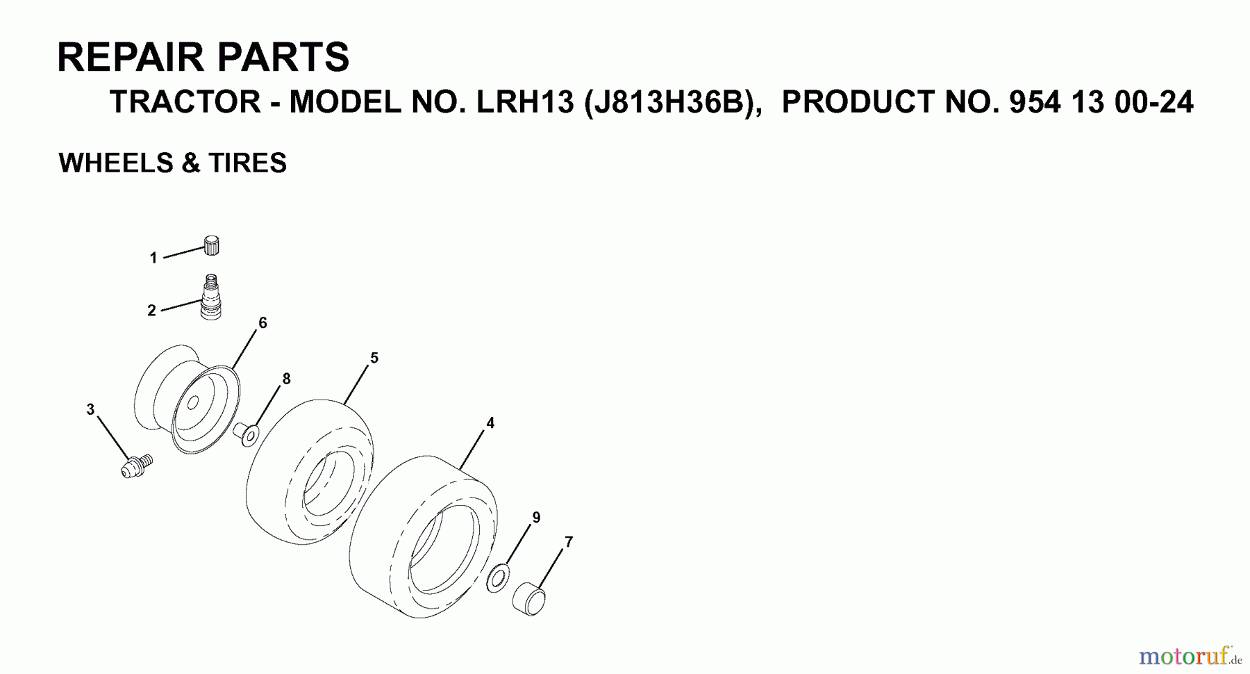  Jonsered Rasen  und Garten Traktoren LRH13 (J813H36B, 954130024) - Jonsered Lawn & Garden Tractor (1998-12) WHEELS TIRES