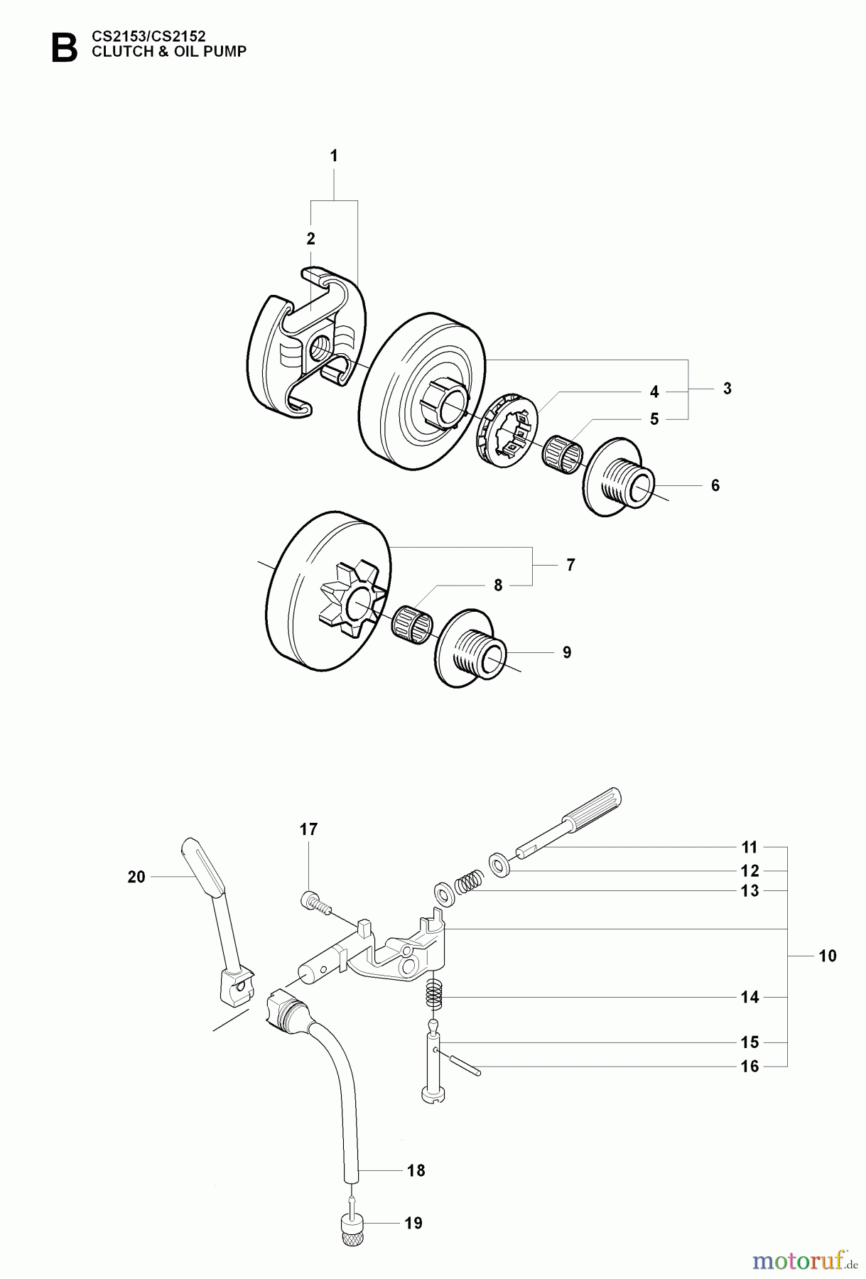 Jonsered Motorsägen CS2153 - Jonsered Chainsaw (2009-02) CLUTCH OIL PUMP
