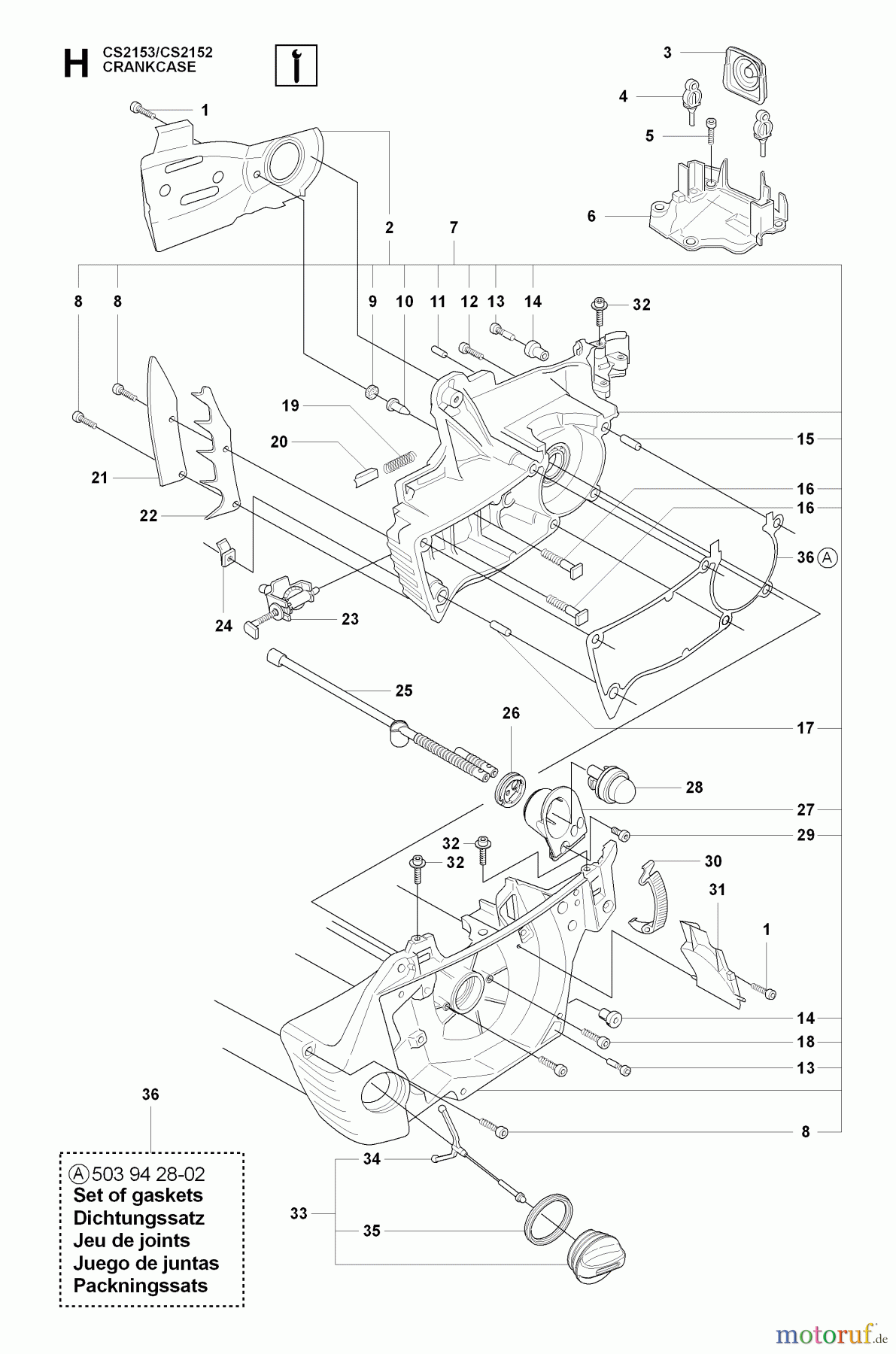 Jonsered Motorsägen CS2153 - Jonsered Chainsaw (2009-02) CRANKCASE