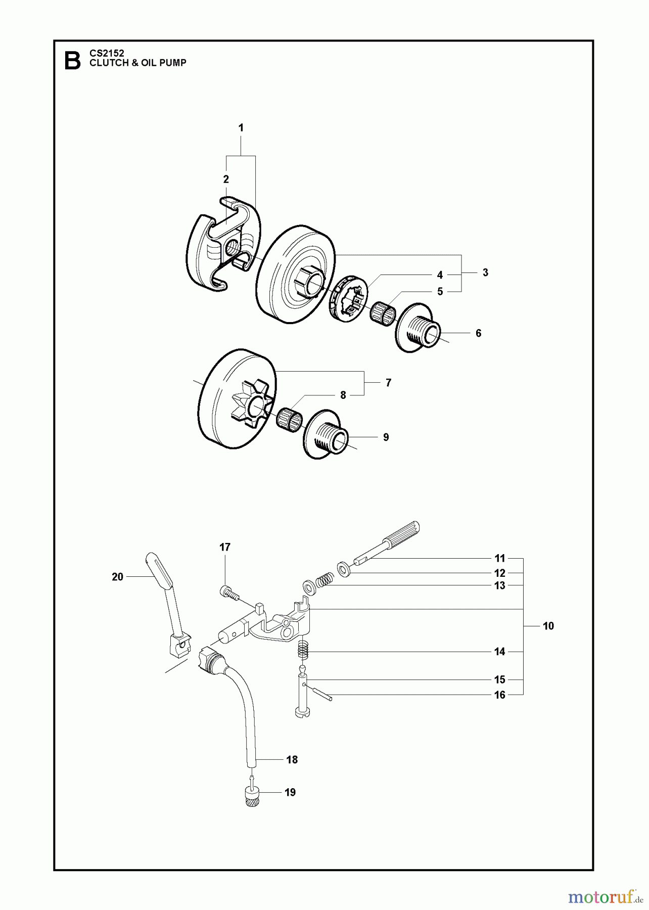 Jonsered Motorsägen CS2152 - Jonsered Chainsaw (2011-05) CLUTCH OIL PUMP