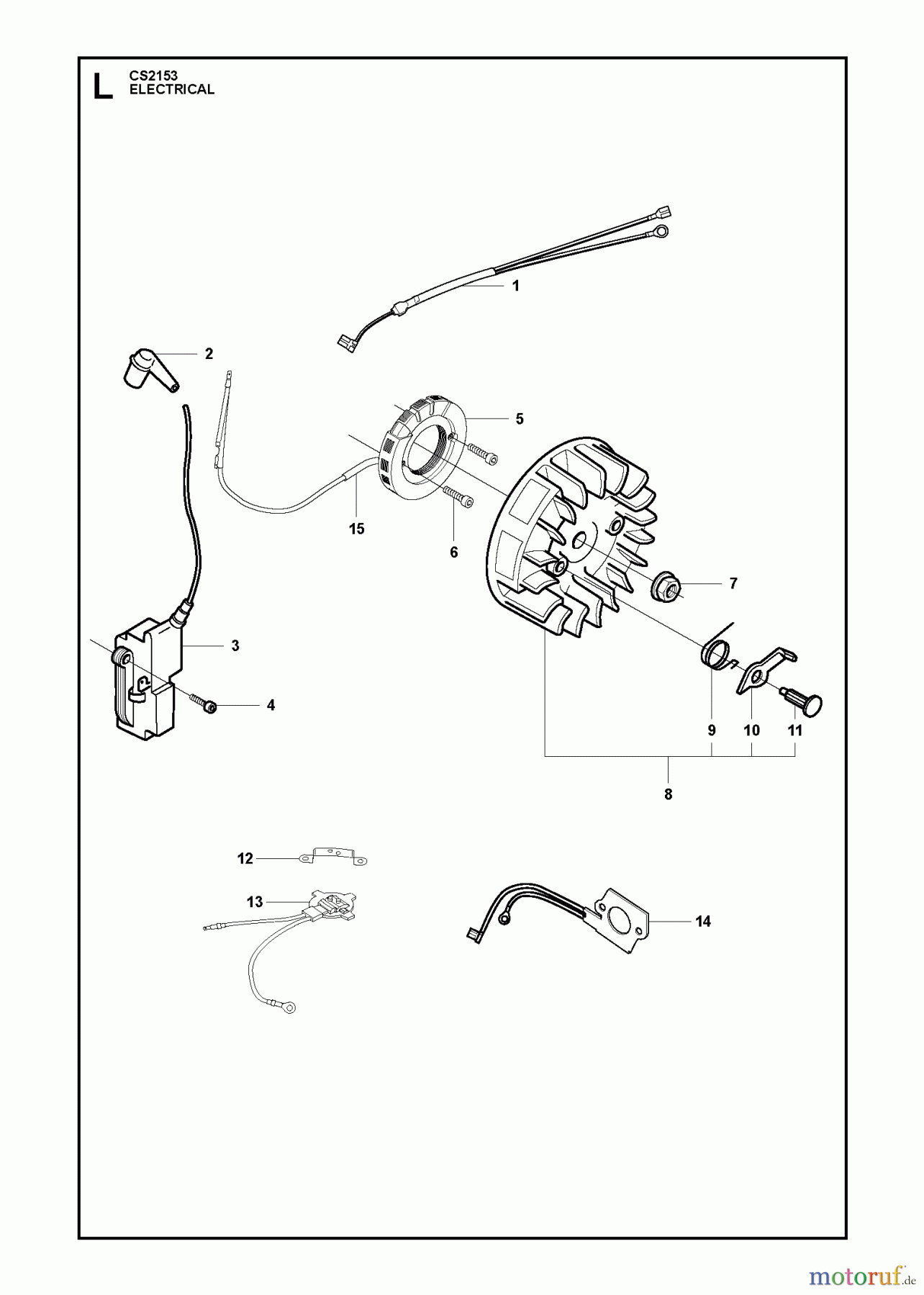  Jonsered Motorsägen CS2153 - Jonsered Chainsaw (2011-05) ELECTRICAL