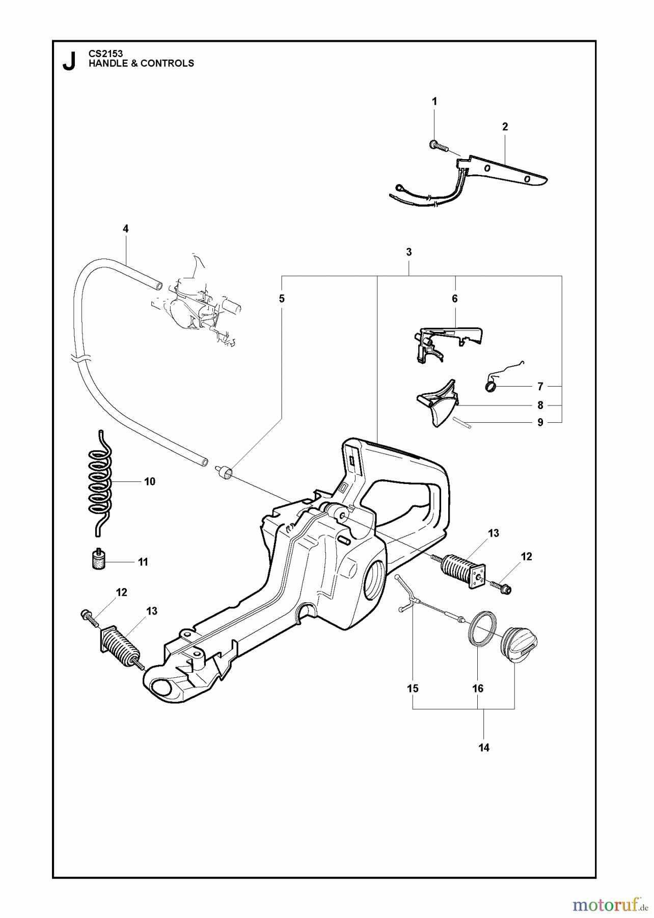  Jonsered Motorsägen CS2153 - Jonsered Chainsaw (2011-05) HANDLE CONTROLS