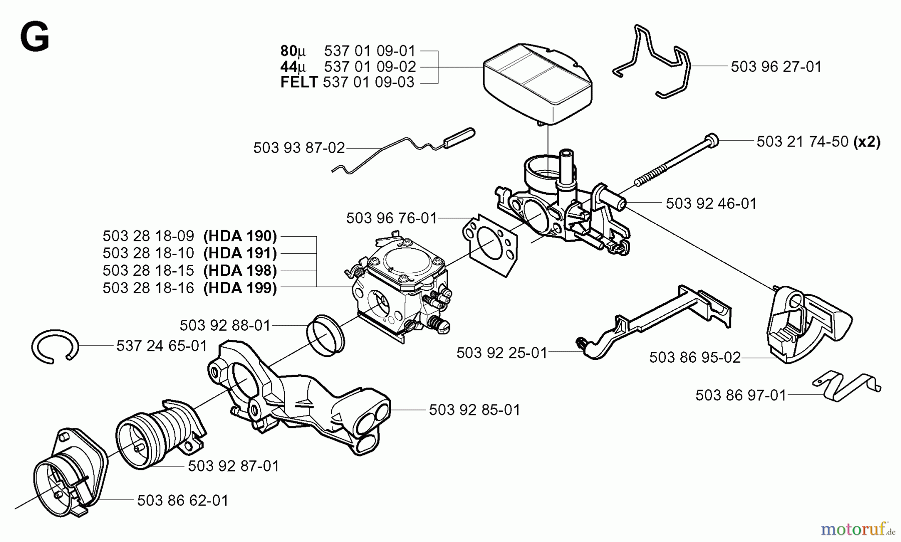  Jonsered Motorsägen CS2159 EPA I - Jonsered Chainsaw (2003-11) CARBURETOR AIR FILTER