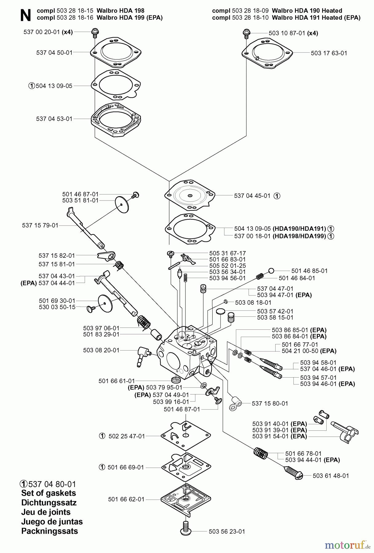 Jonsered Motorsägen CS2159 EPA I - Jonsered Chainsaw (2003-11) CARBURETOR DETAILS