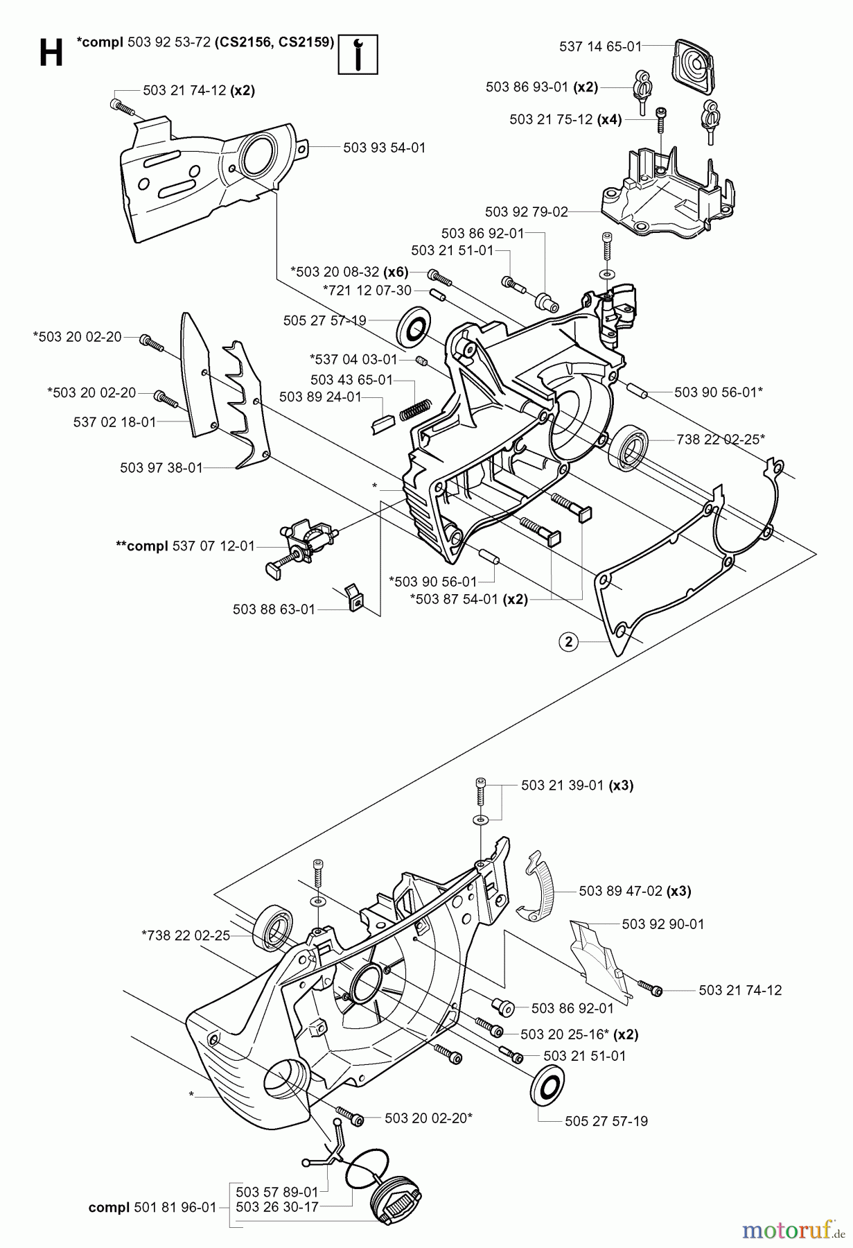  Jonsered Motorsägen CS2156 EPA - Jonsered Chainsaw (2004-05) CRANKCASE #2