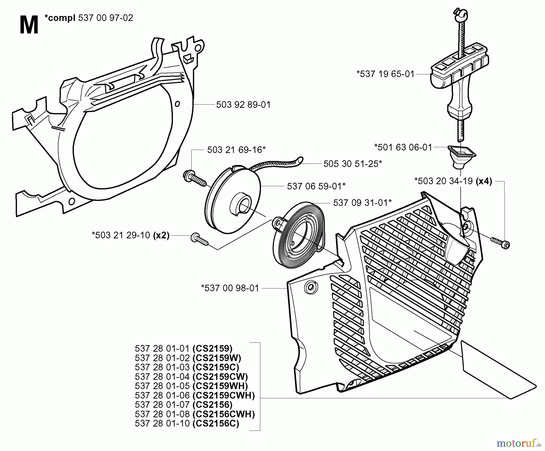 Jonsered Motorsägen CS2156 - Jonsered Chainsaw (2004-05) STARTER