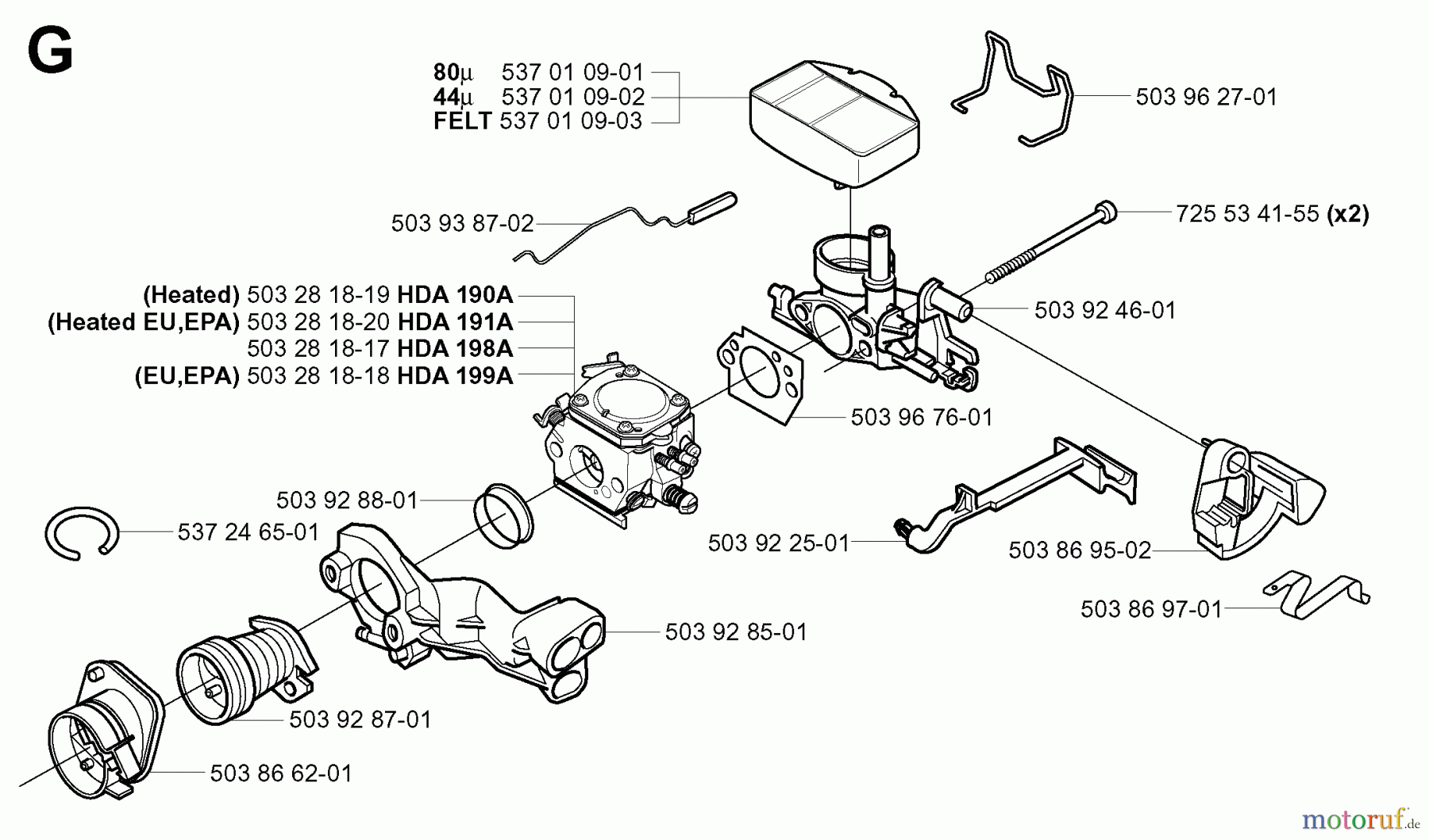 Jonsered Motorsägen CS2159 - Jonsered Chainsaw (2005-02) CARBURETOR AIR FILTER