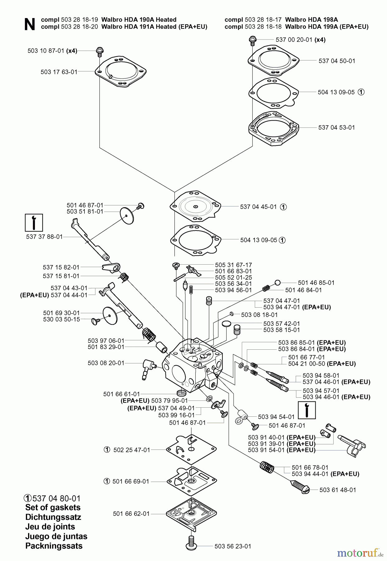 Jonsered Motorsägen CS2159 - Jonsered Chainsaw (2005-02) CARBURETOR DETAILS #2