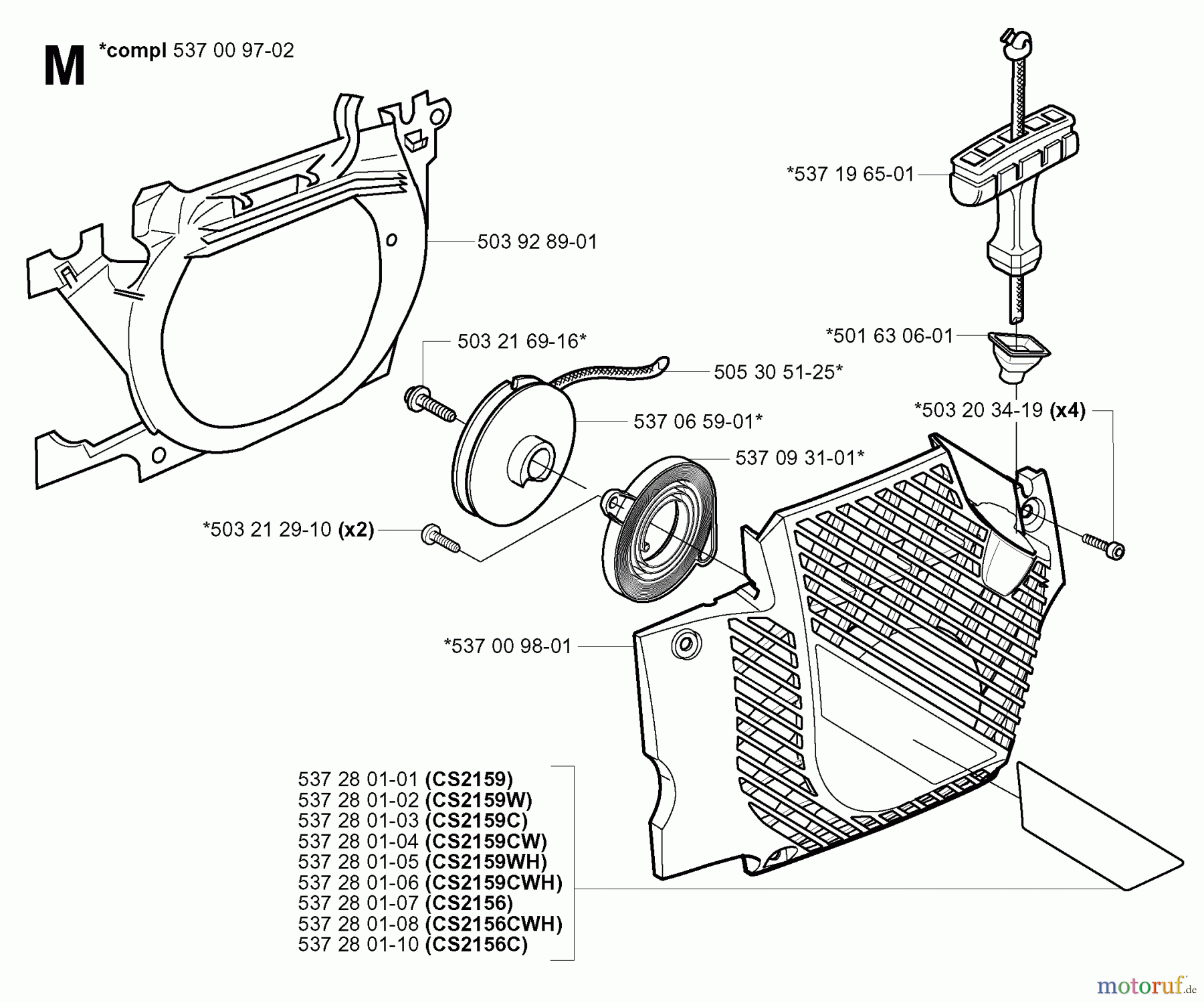 Jonsered Motorsägen CS2159 - Jonsered Chainsaw (2005-02) STARTER
