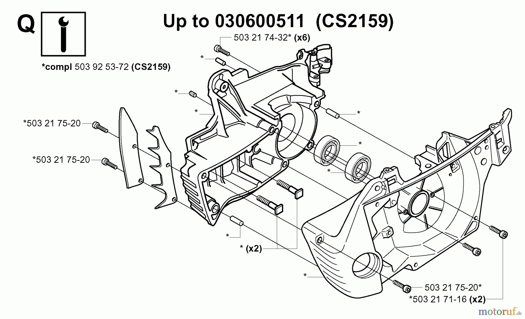 Jonsered Motorsägen CS2159 EPA - Jonsered Chainsaw (2006-02) CRANKCASE #1