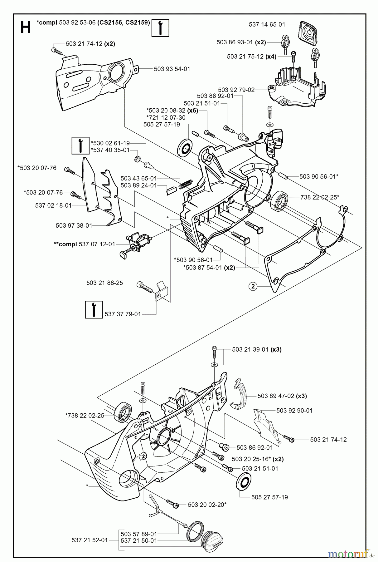  Jonsered Motorsägen CS2156 - Jonsered Chainsaw (2006-02) CRANKCASE #3