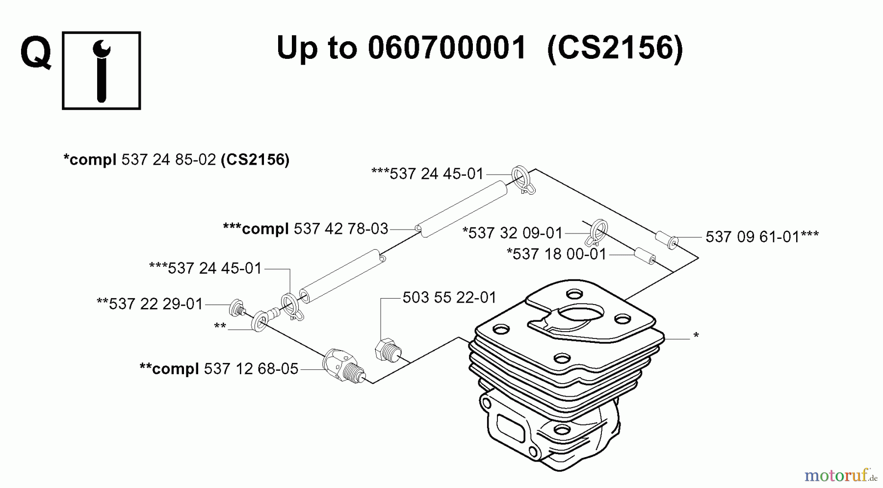  Jonsered Motorsägen CS2156 EPA - Jonsered Chainsaw (2006-02) CYLINDER PISTON #2
