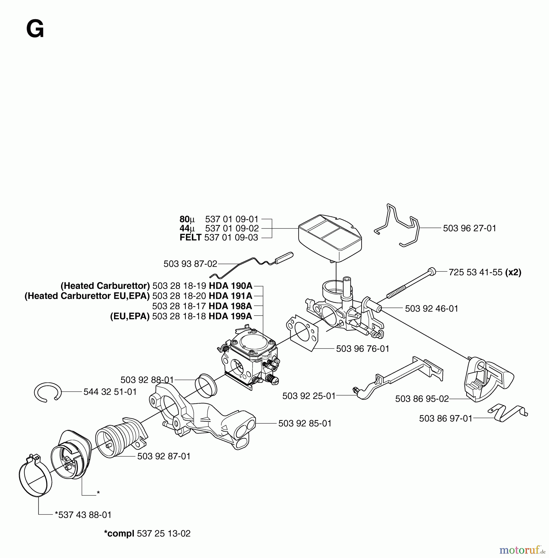 Jonsered Motorsägen CS2156 - Jonsered Chainsaw (2007-03) CARBURETOR AIR FILTER #2